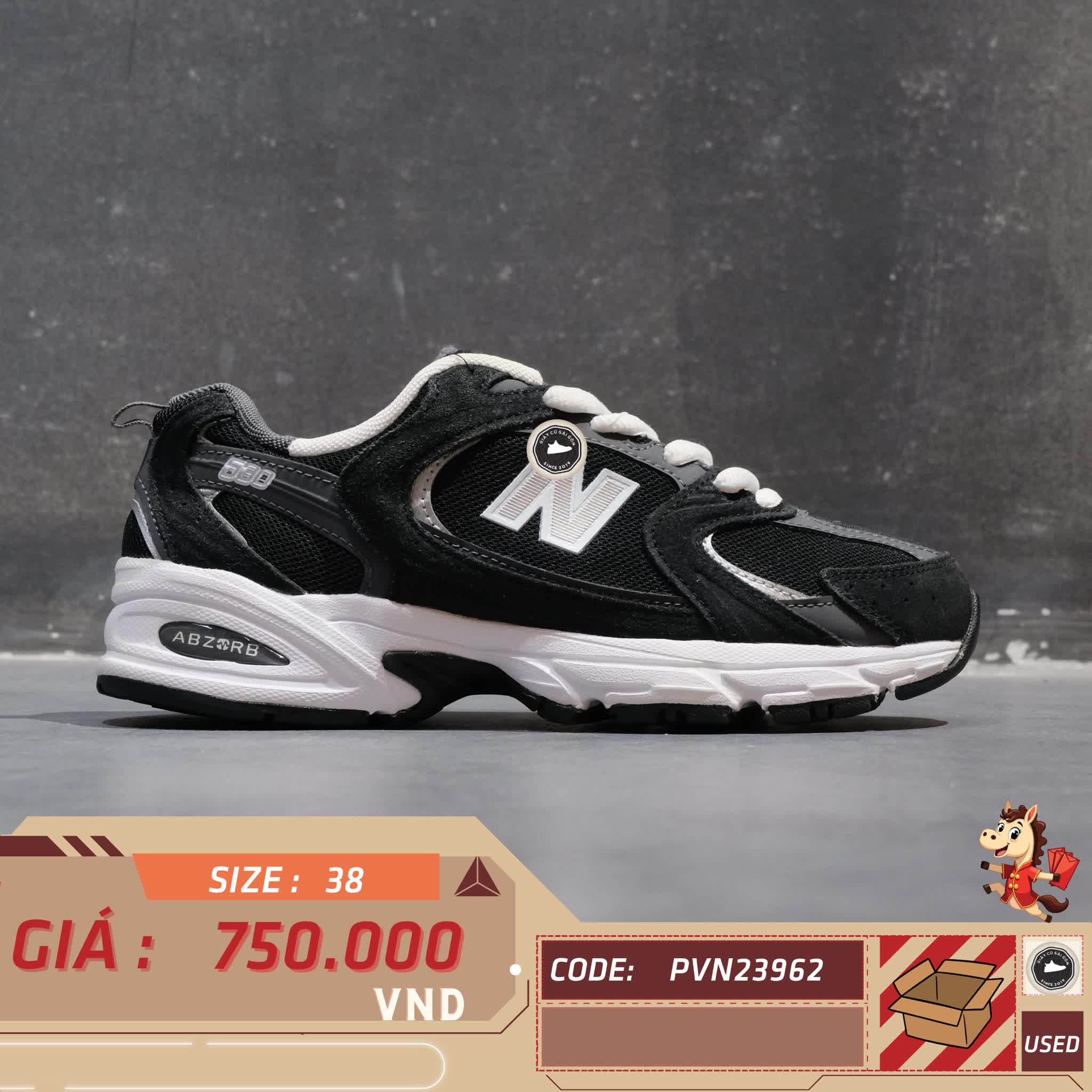 🔥 Giày New Balance 530 'Classic Black' MR530CC – SIZE 38 – PVN23962 – CHÍNH HÃNG