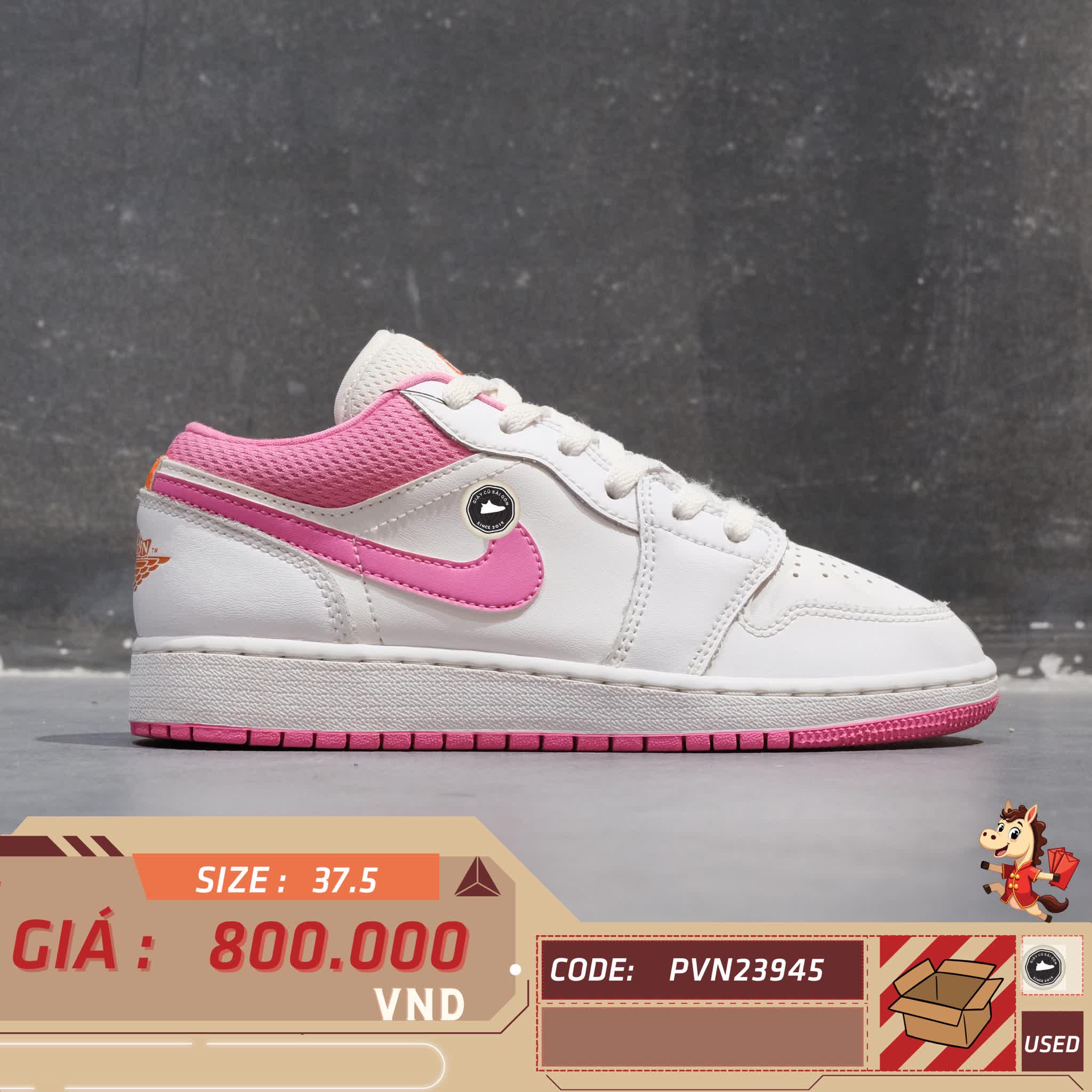 🔥 NIKE AIR JORDAN 1 LOW ‘PINKSICLE ORANGE’ – SIZE 37.5 – PVN23945 – CHÍNH HÃNG