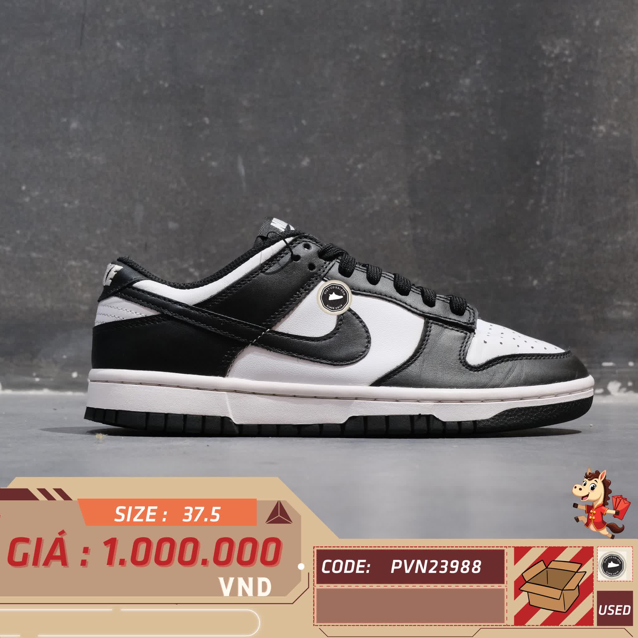 🔥 NIKE DUNK LOW RETRO “PANDA” – SIZE 37.5 – PVN23988 – CHÍNH HÃNG