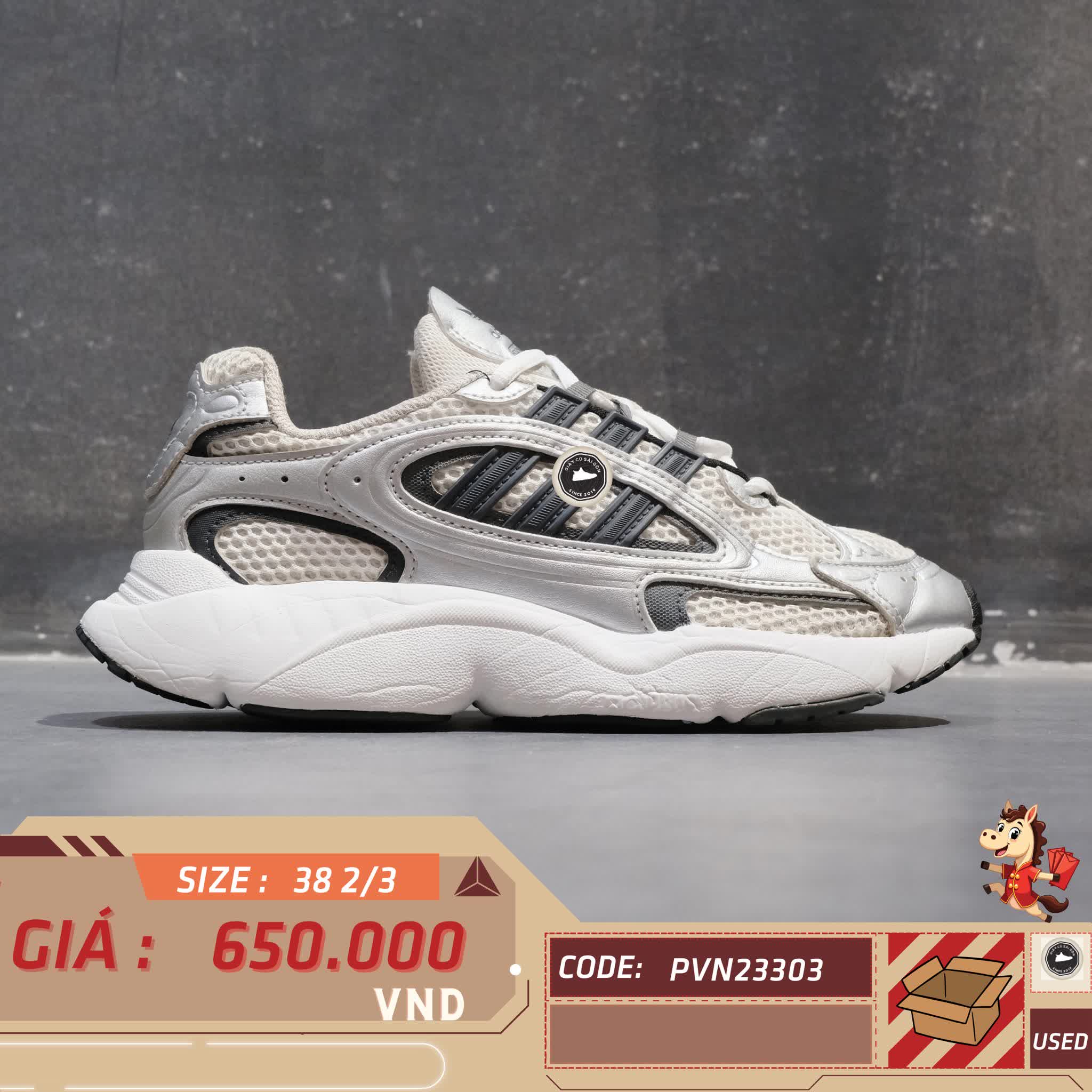 🔥 ADIDAS OZMILLEN SILVER BLACK – IH0370 – SIZE 38 ⅔ – PVN23303 – CHÍNH HÃNG