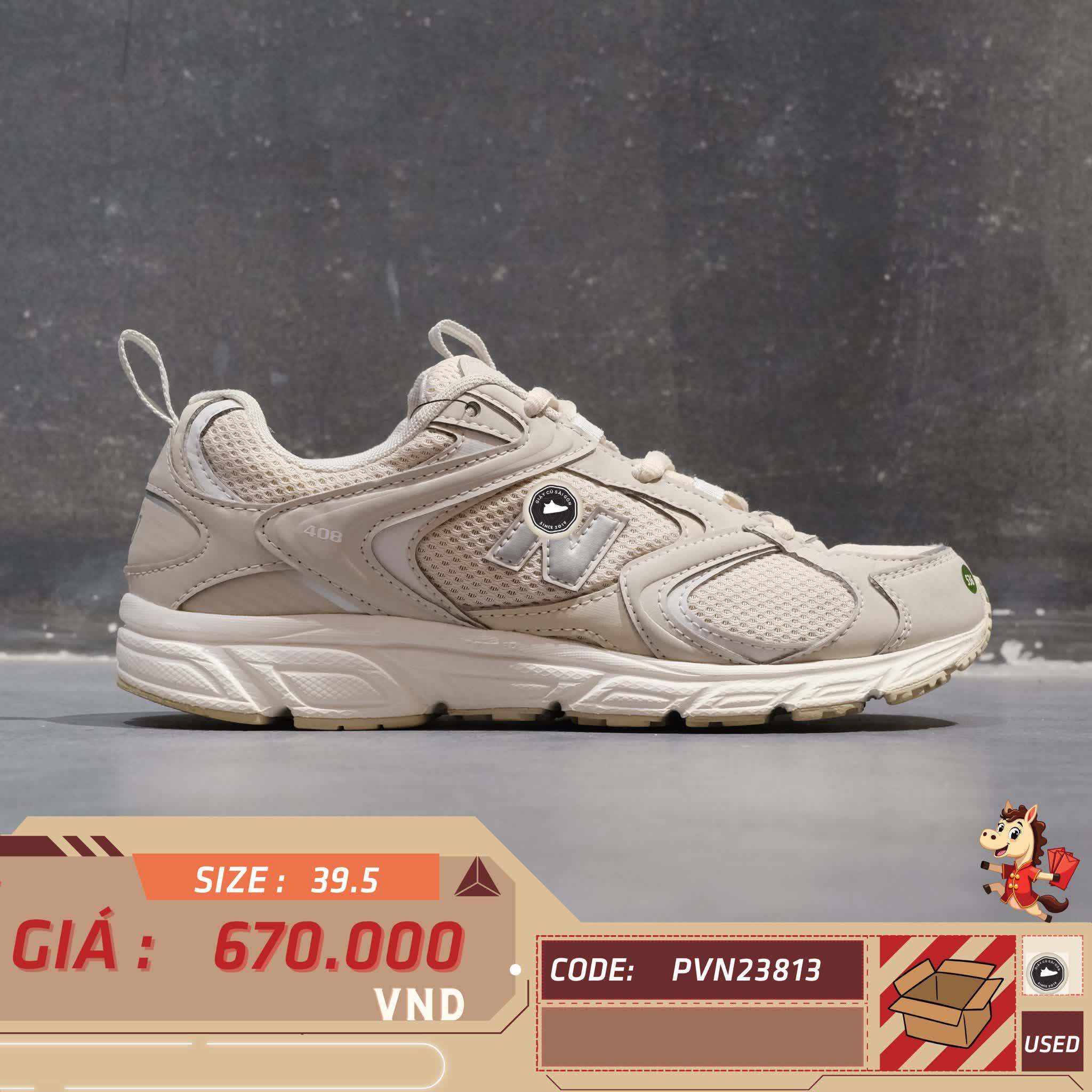🔥 New Balance 408 Beige/Gray (ML408D) – SIZE 39.5 – PVN23813 – CHÍNH HÃNG