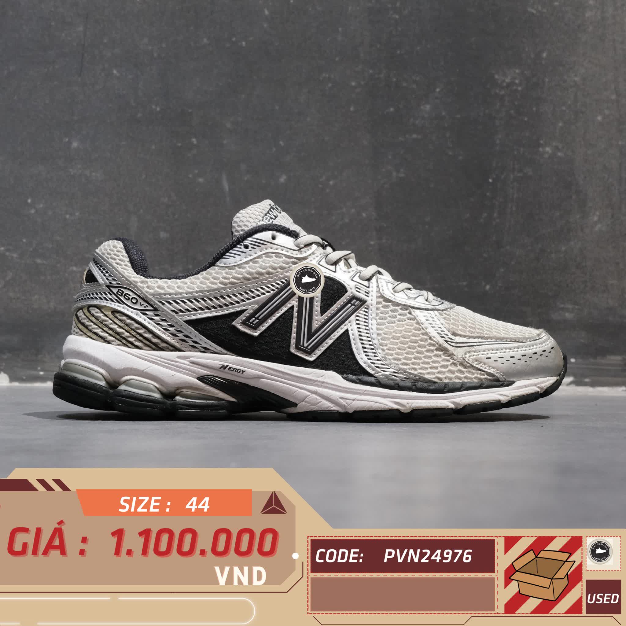 🔥 NEW BALANCE 860 V2 ‘BLACK SILVER’ – SIZE 44 – PVN24776 – CHÍNH HÃNG