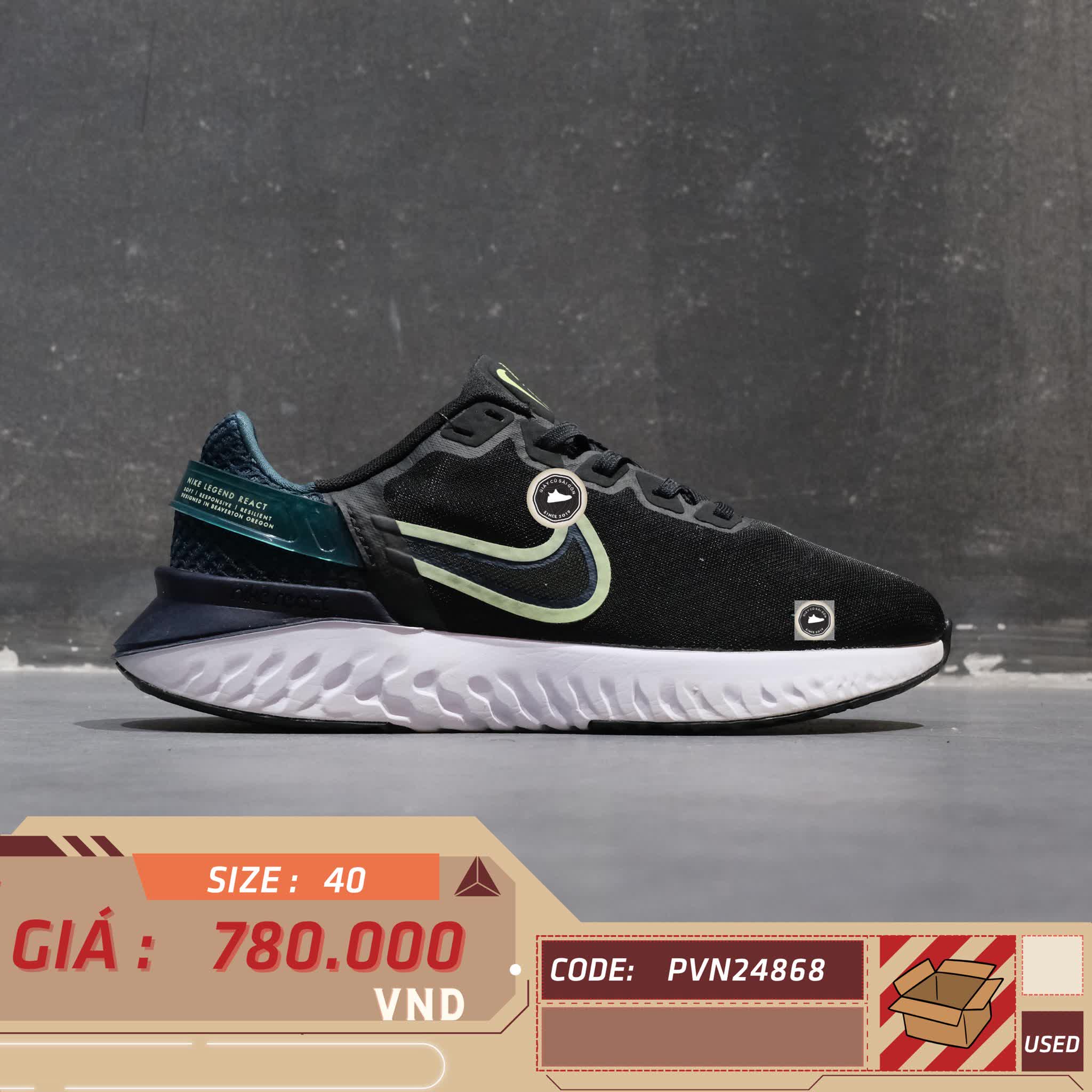 NIKE LEGEND REACT 3 LIME GLOW – SIZE 40 – PVN24868 – CHÍNH HÃNG