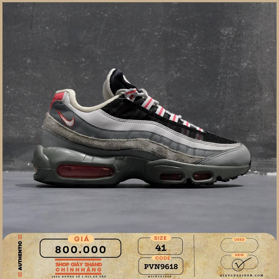2Hand Nike Air Max 95 Essential Particle Grey Track Red Ci3705 600 Size 41  Pvn9618