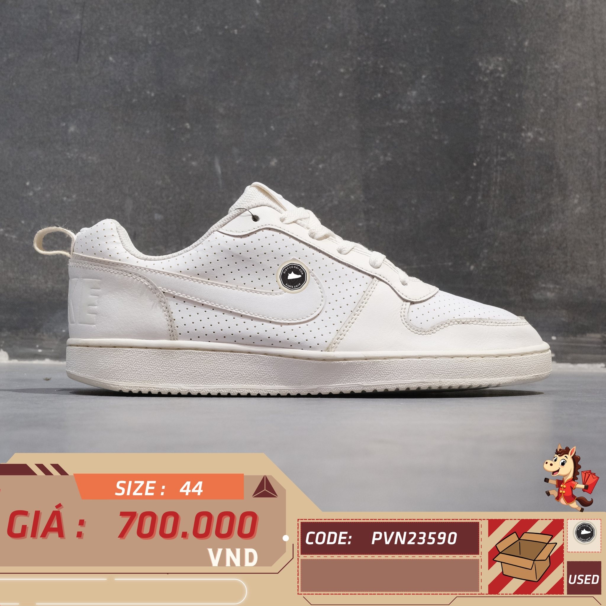 Nike Court Borough Low - 838937 111 - Size 44 - GIÀY 2HAND CHÍNH HÃNG PVN23590