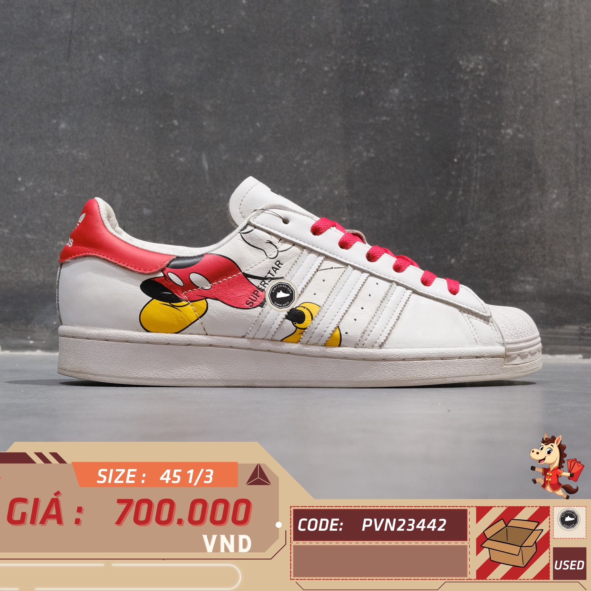 Adidas Superstar x Disney 'Mickey Mouse' - FW2901 - Size 45 1/2 - GIÀY 2HAND CHÍNH HÃNG PVN23442