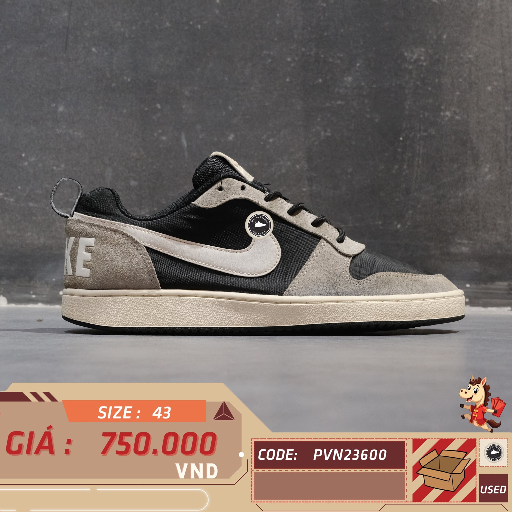 Nike Court Borough Low Premium - 844881 005 - Size 43 - GIÀY 2HAND CHÍNH HÃNG PVN23600