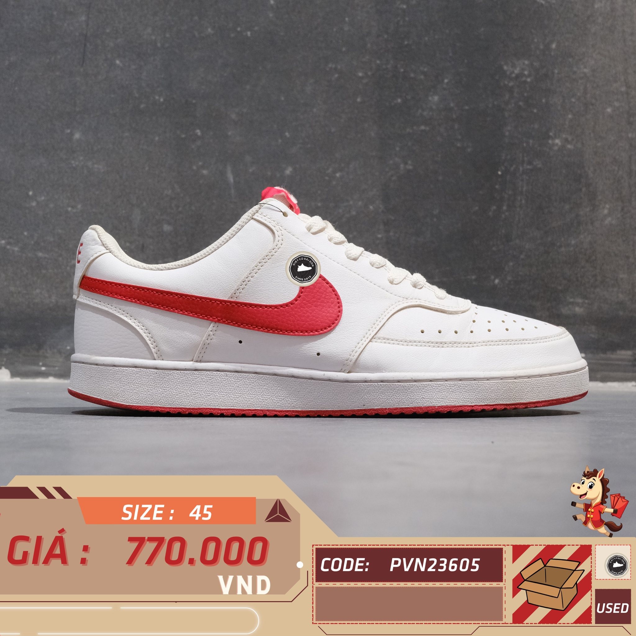 Nike Court Vision Low Next Nature - HF1744 101 - Size 45 - GIÀY 2HAND CHÍNH HÃNG PVN23605