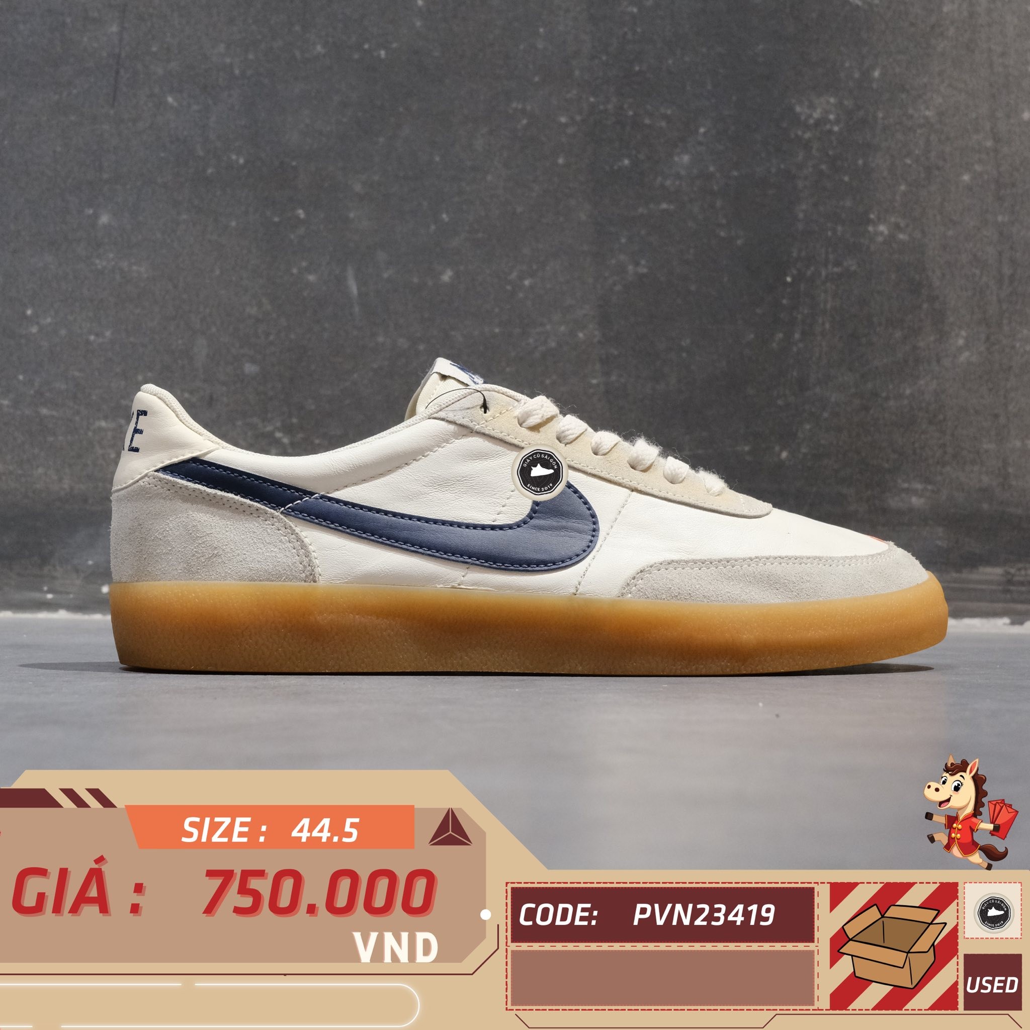 Nike Killshot 2 Leather Sail Midnight Navy - 432997 107 - Size 44.5 - GIÀY 2HAND CHÍNH HÃNG PVN23419