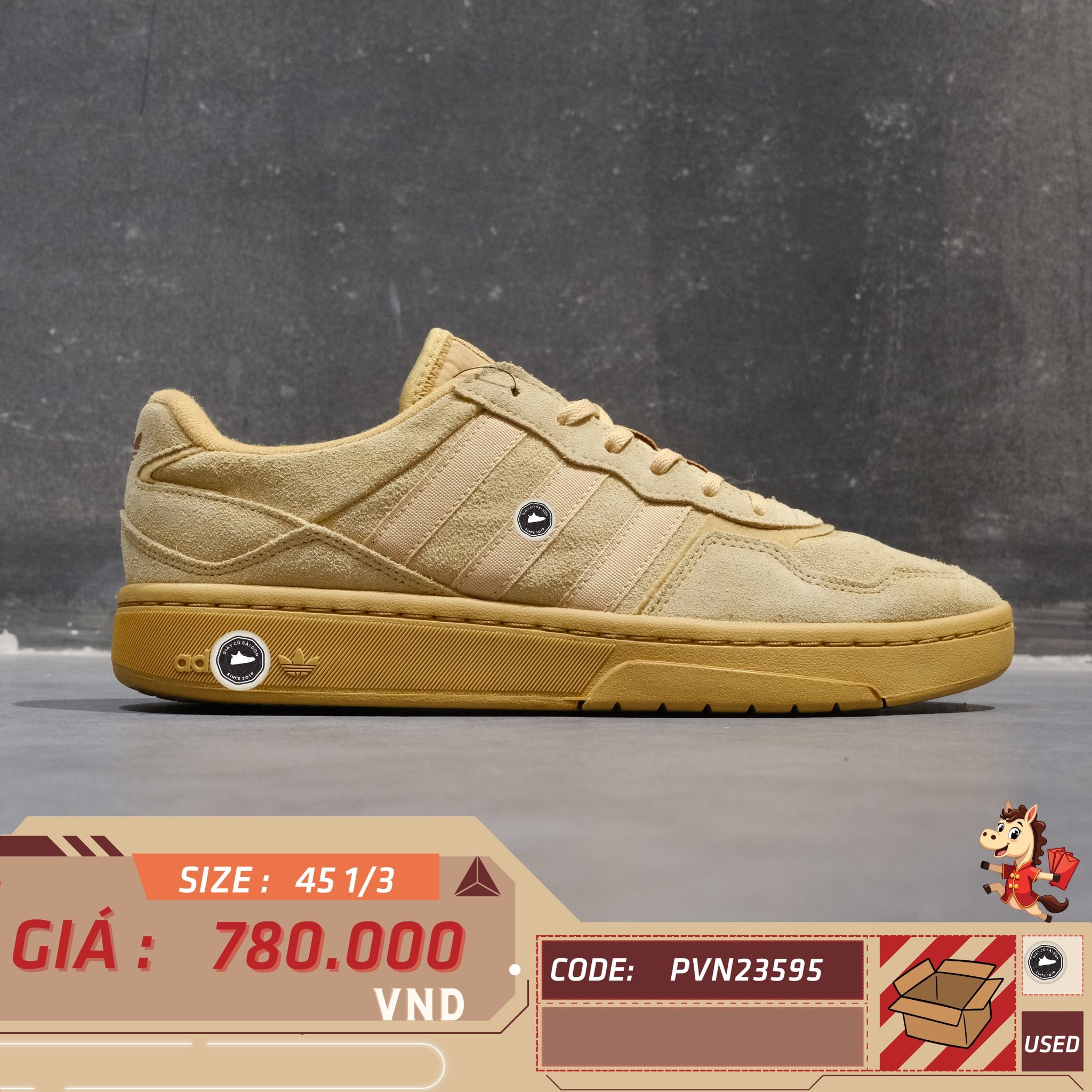 Adidas Originals Courtic 'Wonder Beige Clay' - ID6070 - Size 45 1/3 - GIÀY 2HAND CHÍNH HÃNG PVN23595