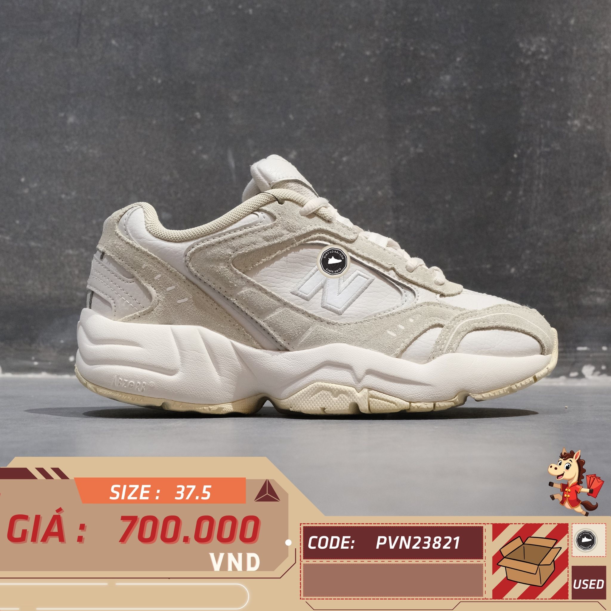 New Balance 452 Grey White - WX452KO1 - Size 37.5 - GIÀY 2HAND CHÍNH HÃNG PVN23821