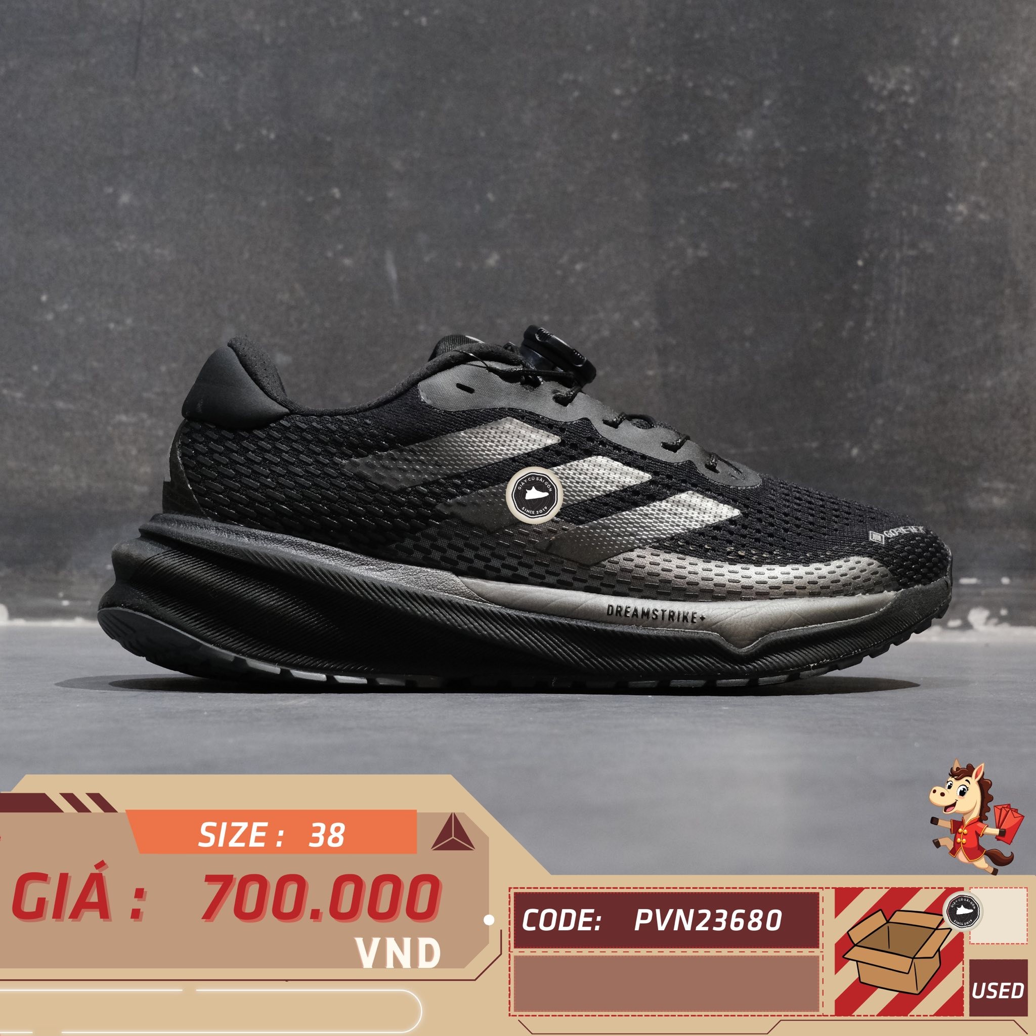 Adidas Supernova GTX Black - ID6304 - Size 38 - GIÀY 2HAND CHÍNH HÃNG PVN23680