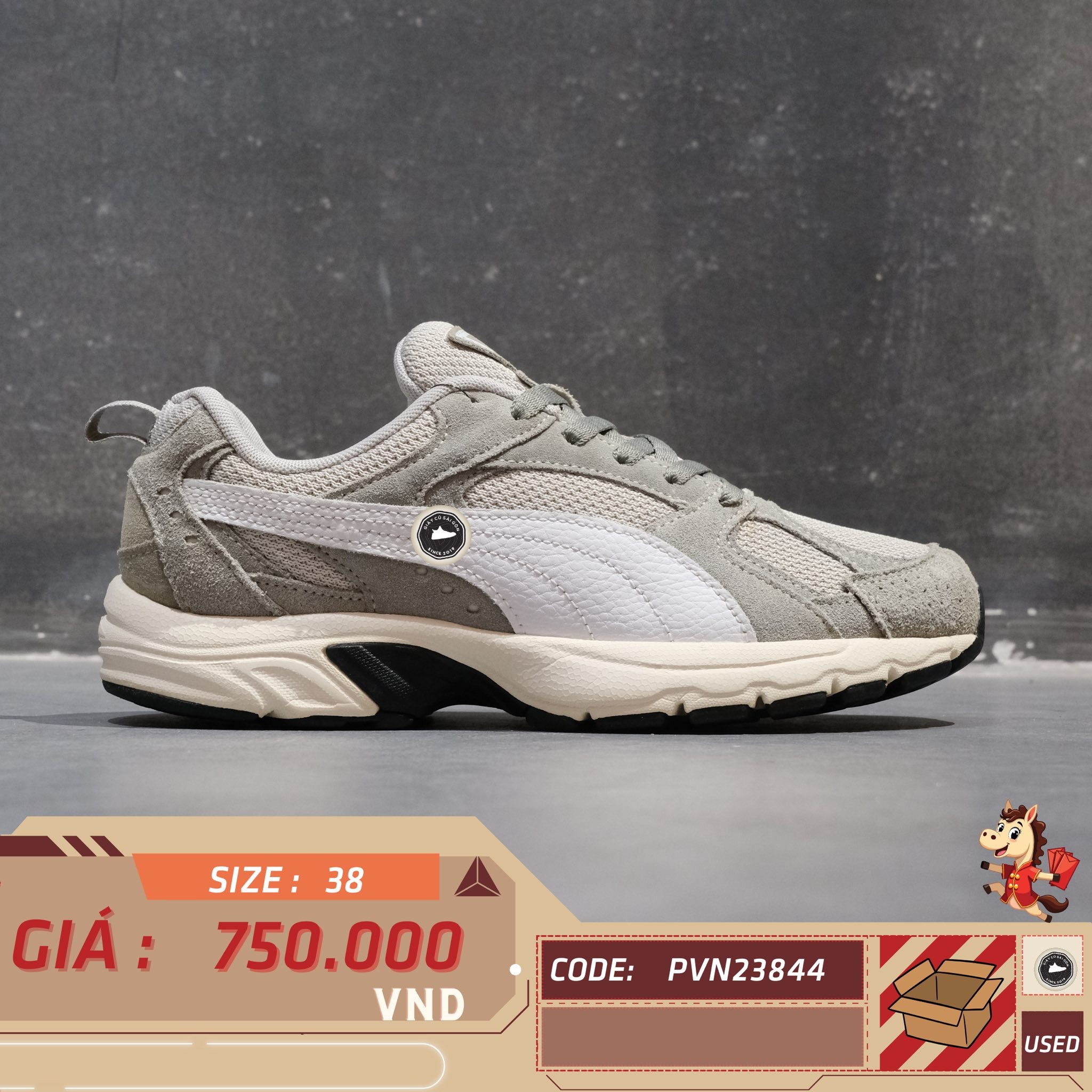 Puma Milenio SD - 393940 01 - Size 38 - GIÀY 2HAND CHÍNH HÃNG PVN23844
