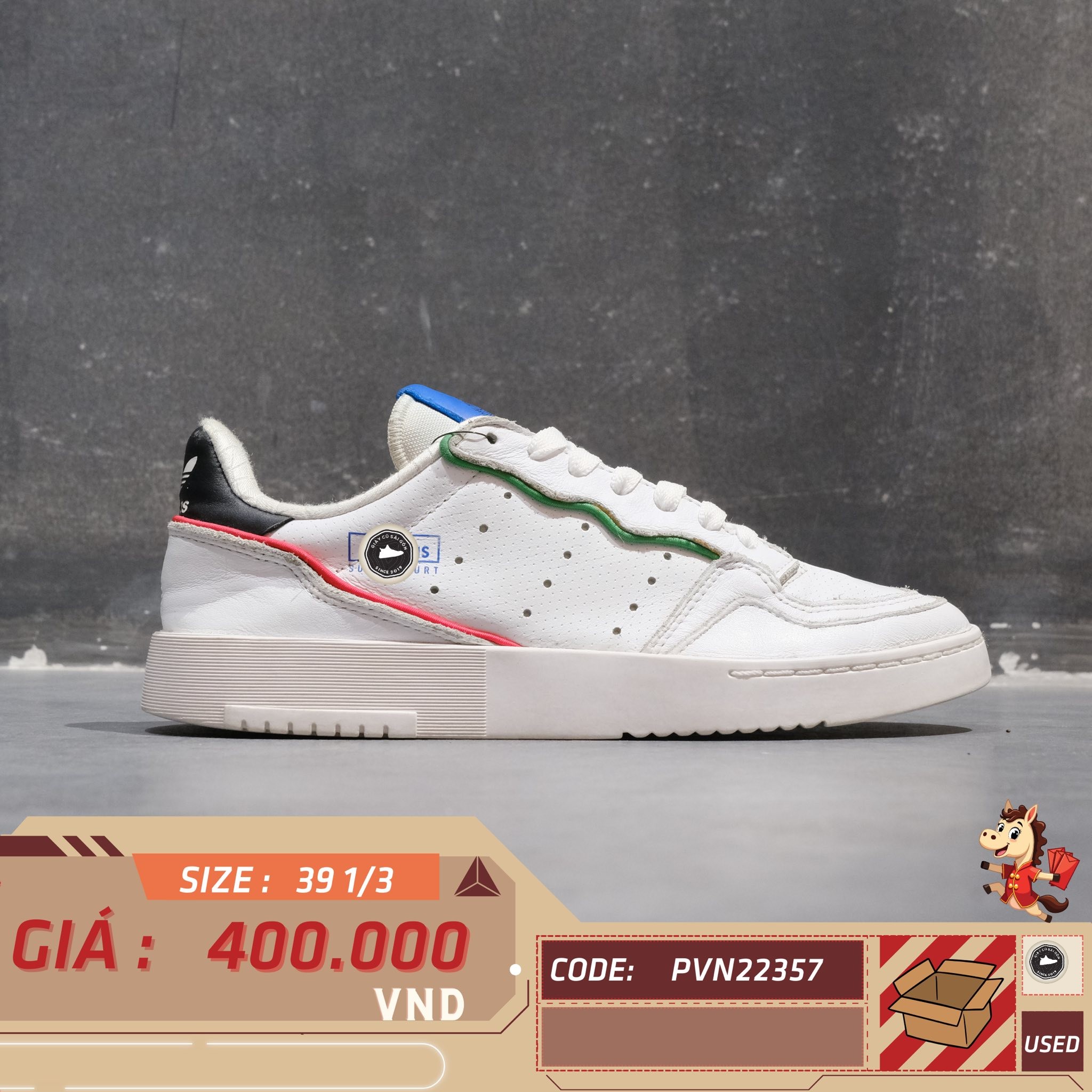 Adidas Supercourt White - FY2364 - Size 39 1/3 - GIÀY 2HAND CHÍNH HÃNG 22357