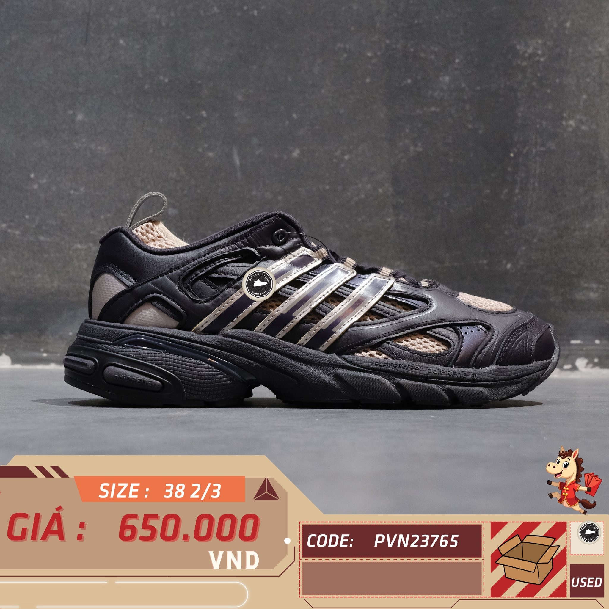 Adidas Adistar Pose Aurora Black Wonder Taupe - IH8027 - Size 38 2/3 - GIÀY 2HAND CHÍNH HÃNG 23765