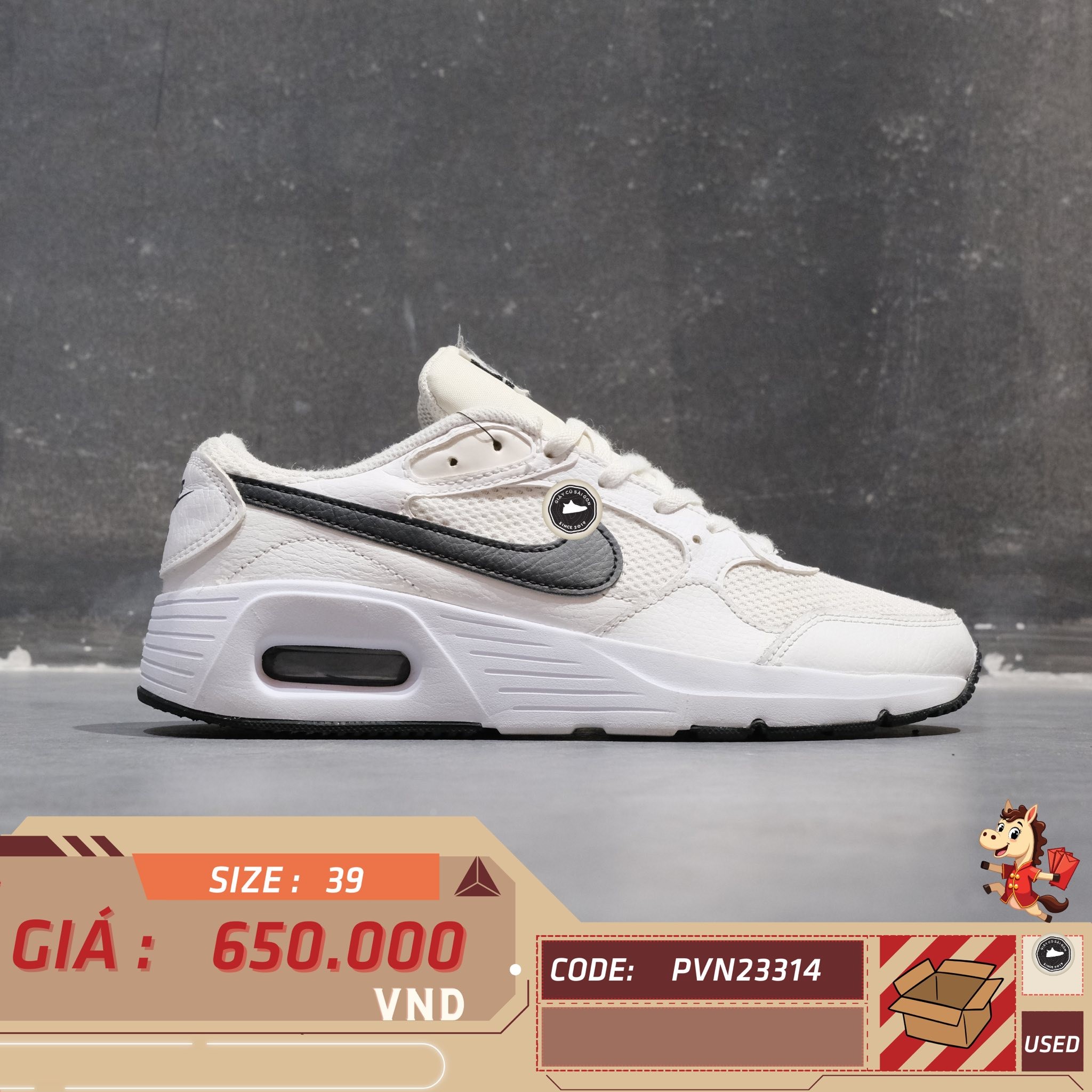 Nike Air Max SC White Black - CZ5358 102 - Size 39 - GIÀY 2HAND CHÍNH HÃNG 23314