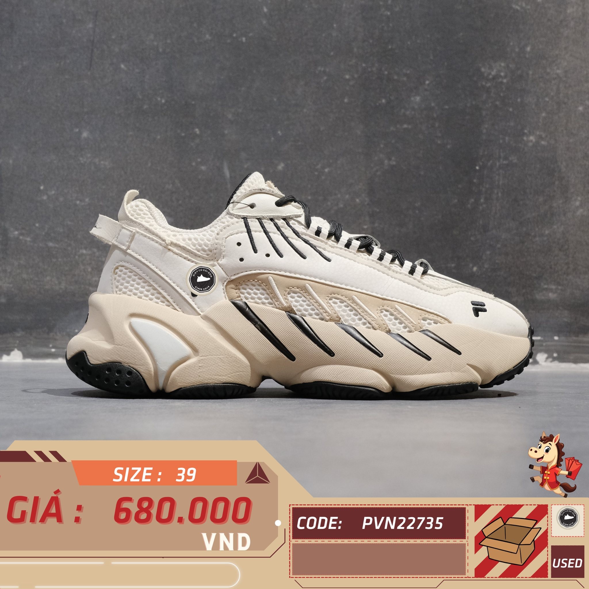 FILA ADE X 3.1 PHILLIP LIM 'WHITE BROWN' F12W041113FBB - Size 39 - GIÀY 2HAND CHÍNH HÃNG 22735