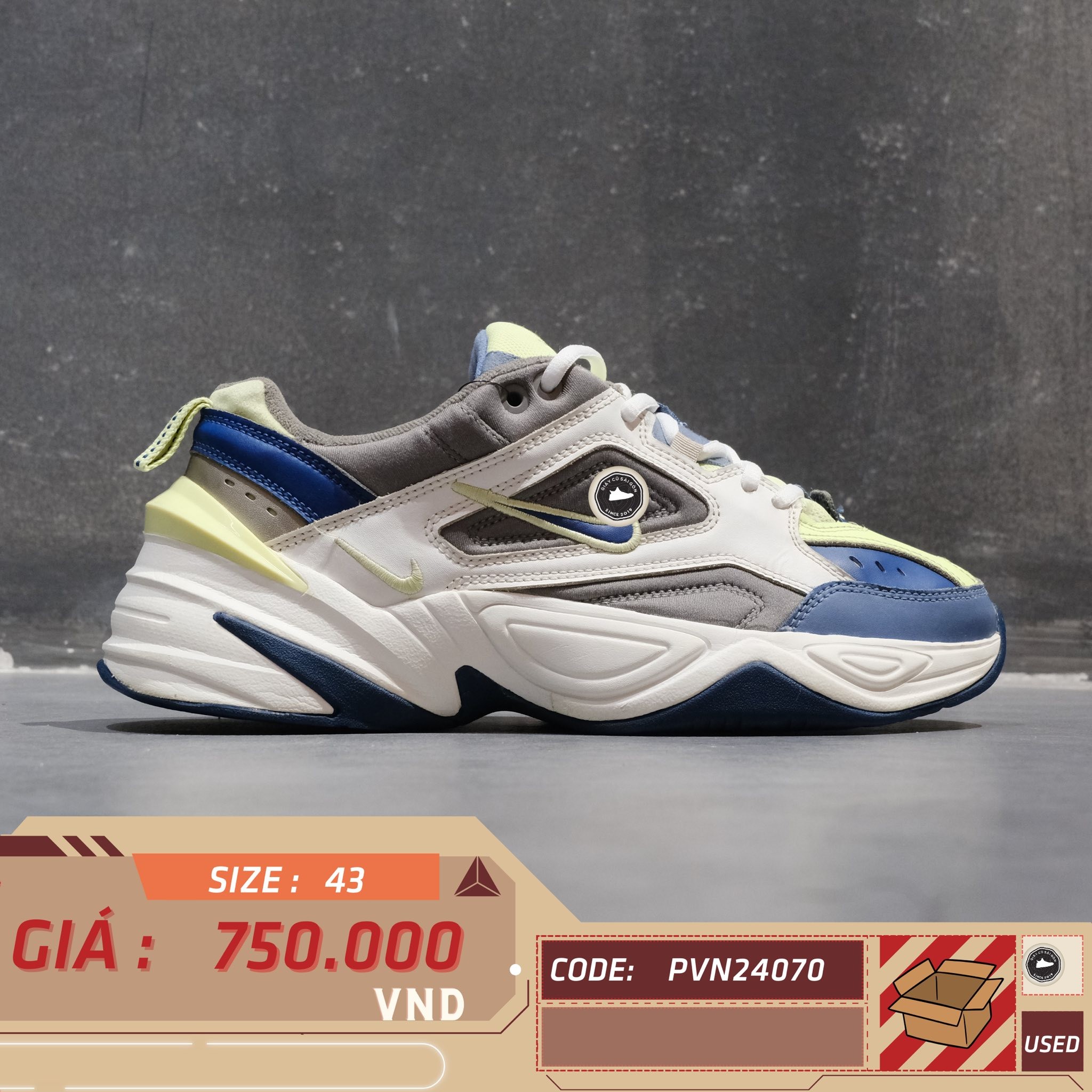 Nike M2K Tekno White Coastal Blue - AV4789 106 - Size 43 - GIÀY 2HAND CHÍNH HÃNG PVN24070