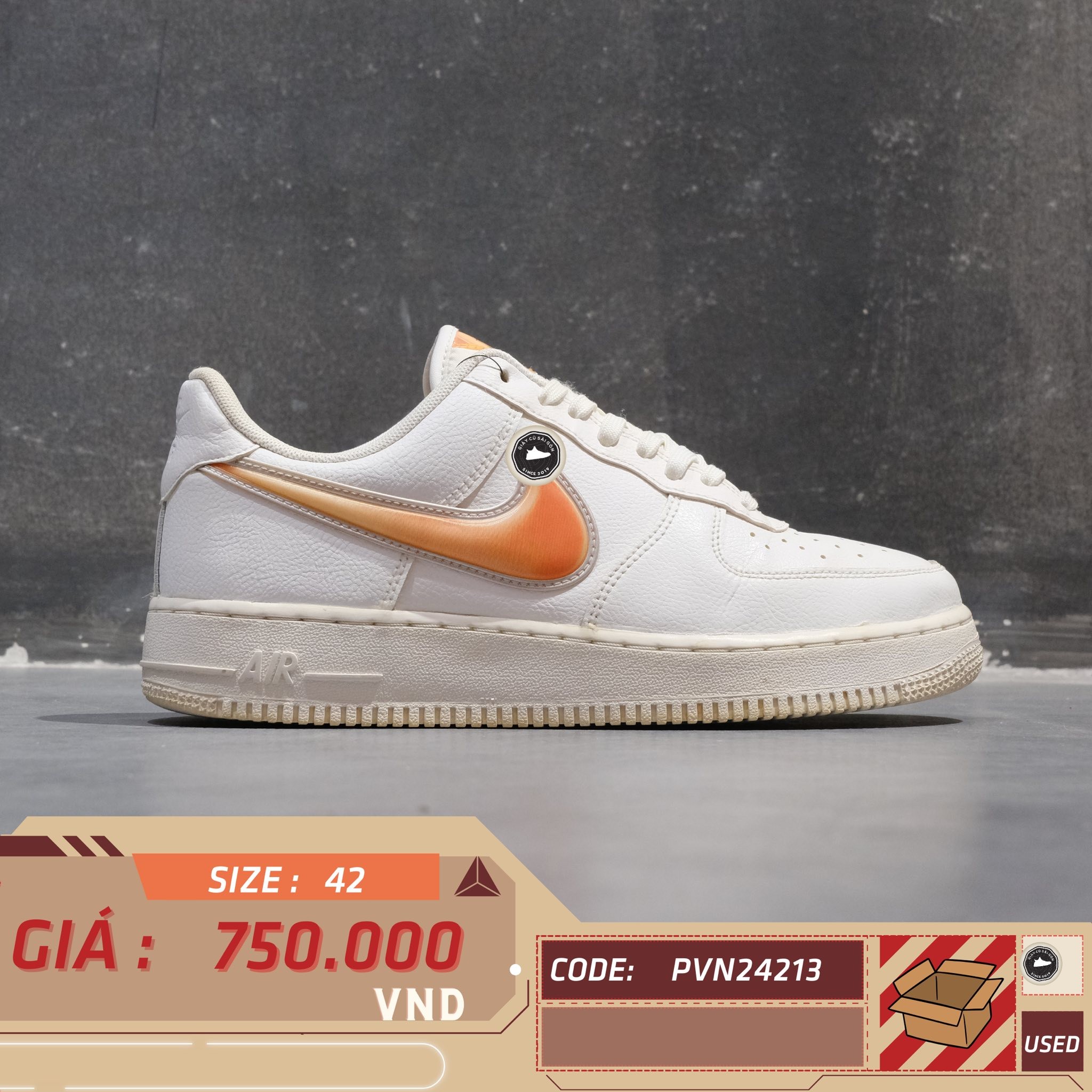 Nike Air Force 1 '07 LV8 3 White Orange Peel - AO2441 102 - Size 42 - GIÀY 2HAND CHÍNH HÃNG PVN24213