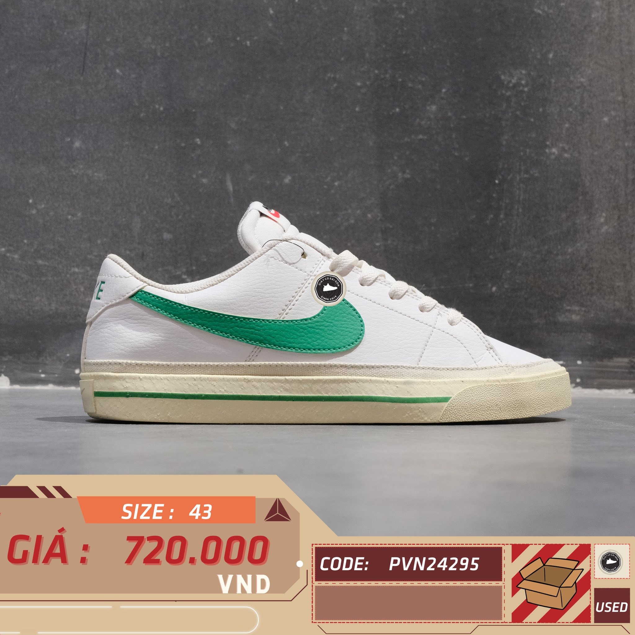 Nike Court Legacy Next Nature White Green - FN4292 100 - Size 43 - GIÀY 2HAND CHÍNH HÃNG PVN24295