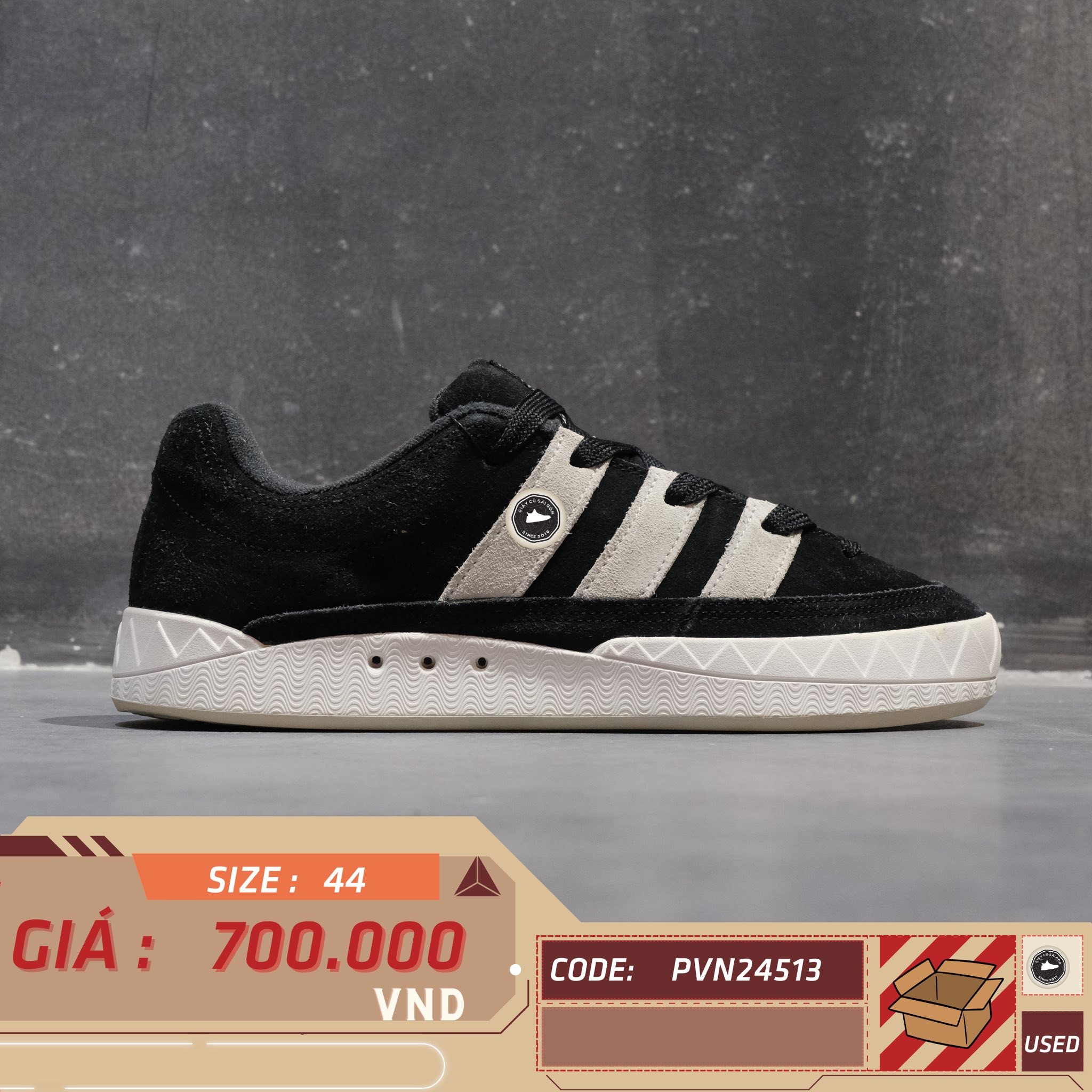 Adidas Adimatic Core Black Crystal White - ID8265 - Size 44 - GIÀY 2HAND CHÍNH HÃNG PVN24513