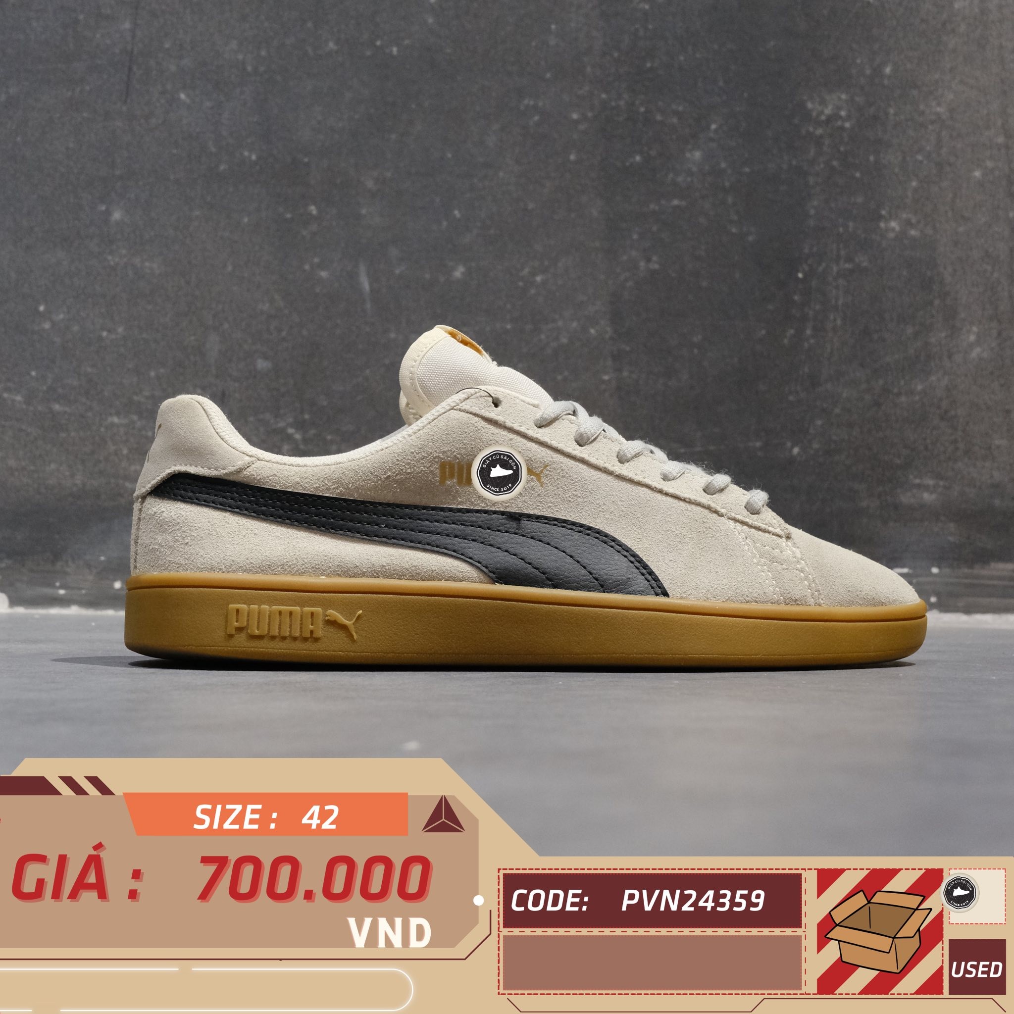 Puma Smash v2 Light Brown - 364989 72 - Size 42 - GIÀY 2HAND CHÍNH HÃNG PVN24359