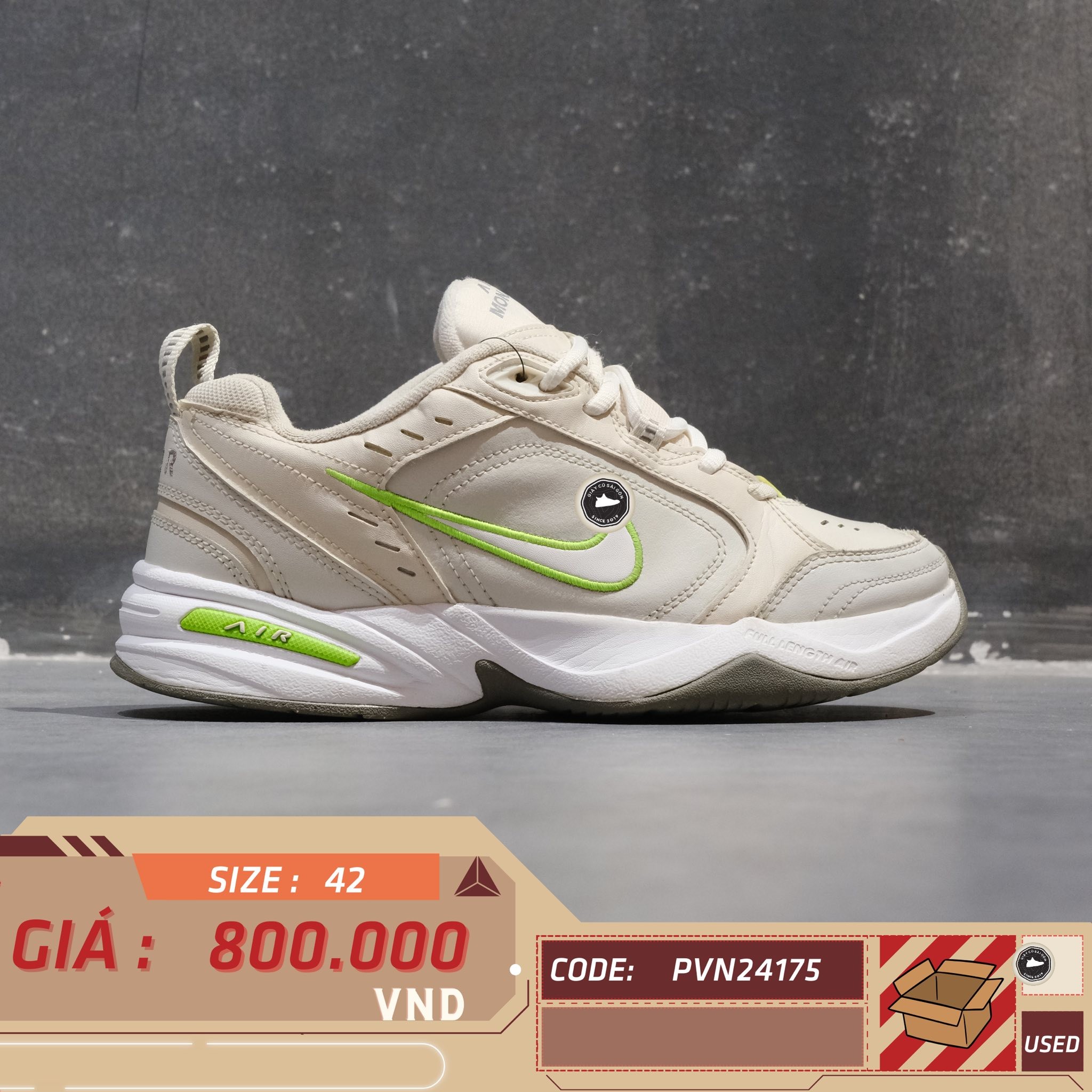 Nike Air Monarch IV Light Bone - FN3436 011 - Size 42 - GIÀY 2HAND CHÍNH HÃNG PVN24175