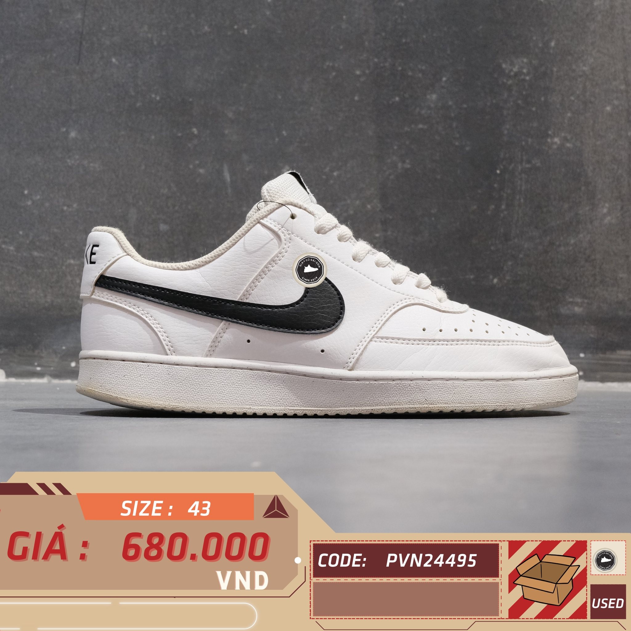 Nike Court Vision Low Next Nature - DH2987 101 - Size 43 - GIÀY 2HAND CHÍNH HÃNG PVN24495