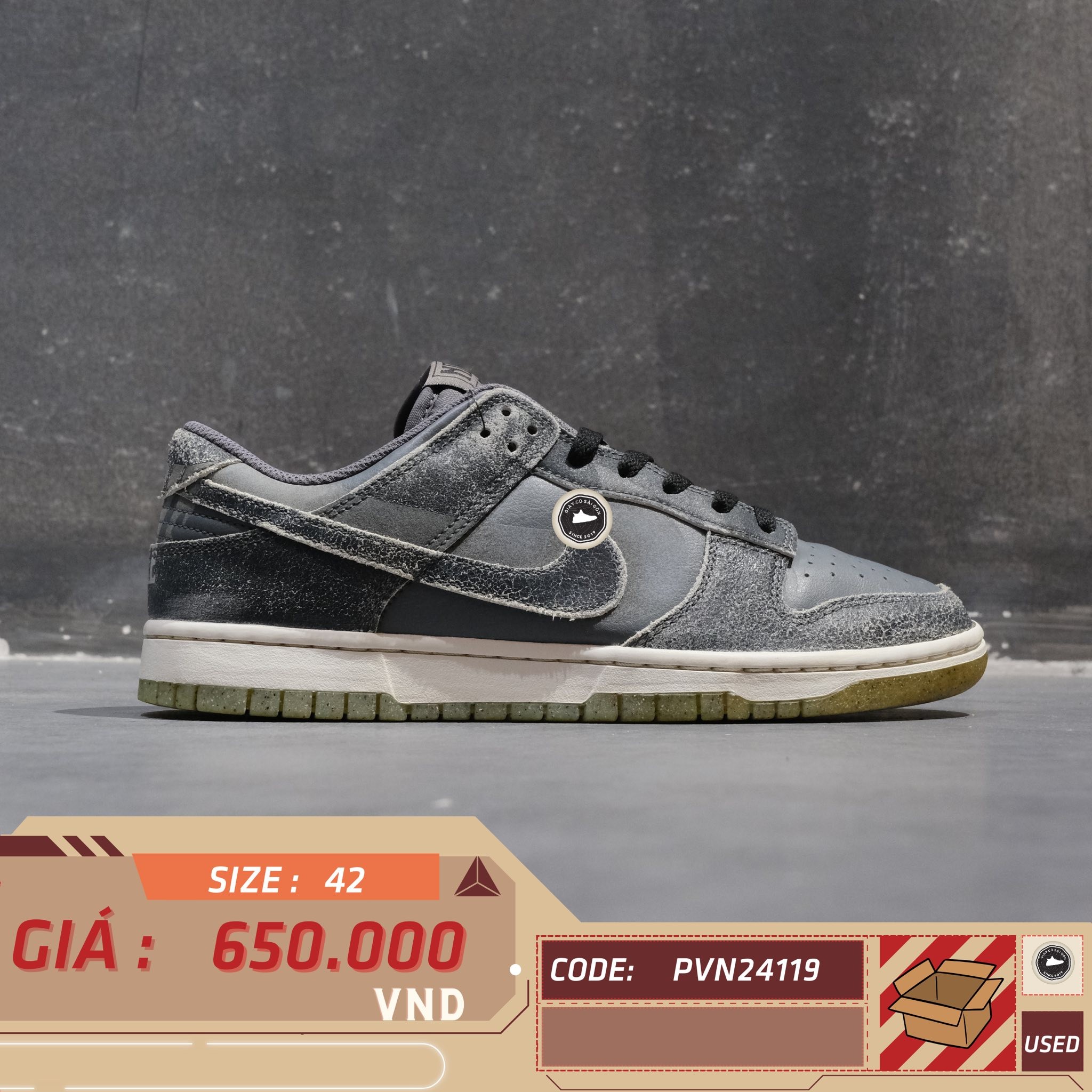 Nike Dunk Low Retro PRM Halloween (2022) - DQ7681 001 - Size 42 - GIÀY 2HAND CHÍNH HÃNG PVN24119