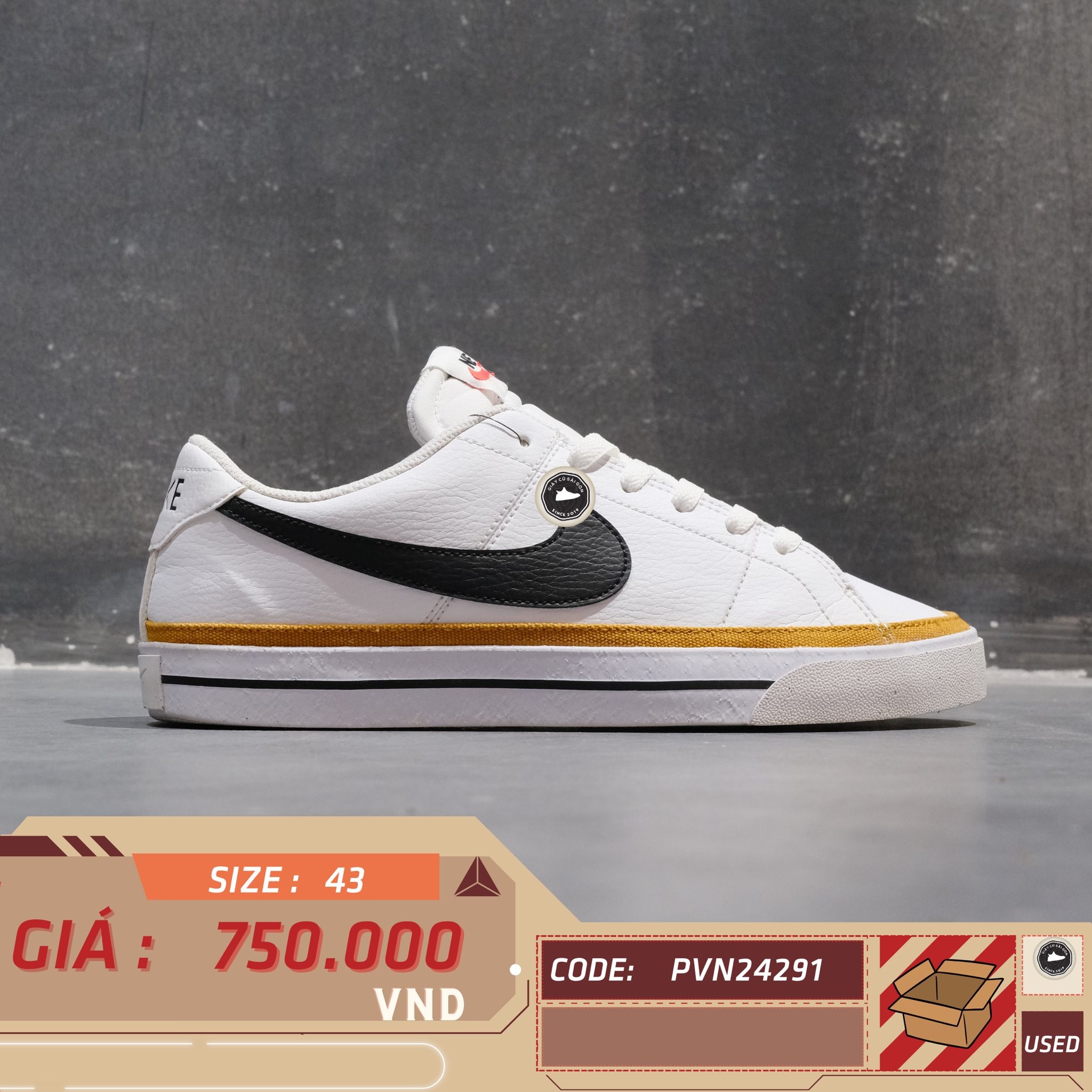 Nike Court Legacy Next Nature 'White Desert Ochre' - DH3162 100 - Size 43 - GIÀY 2HAND CHÍNH HÃNG 24291