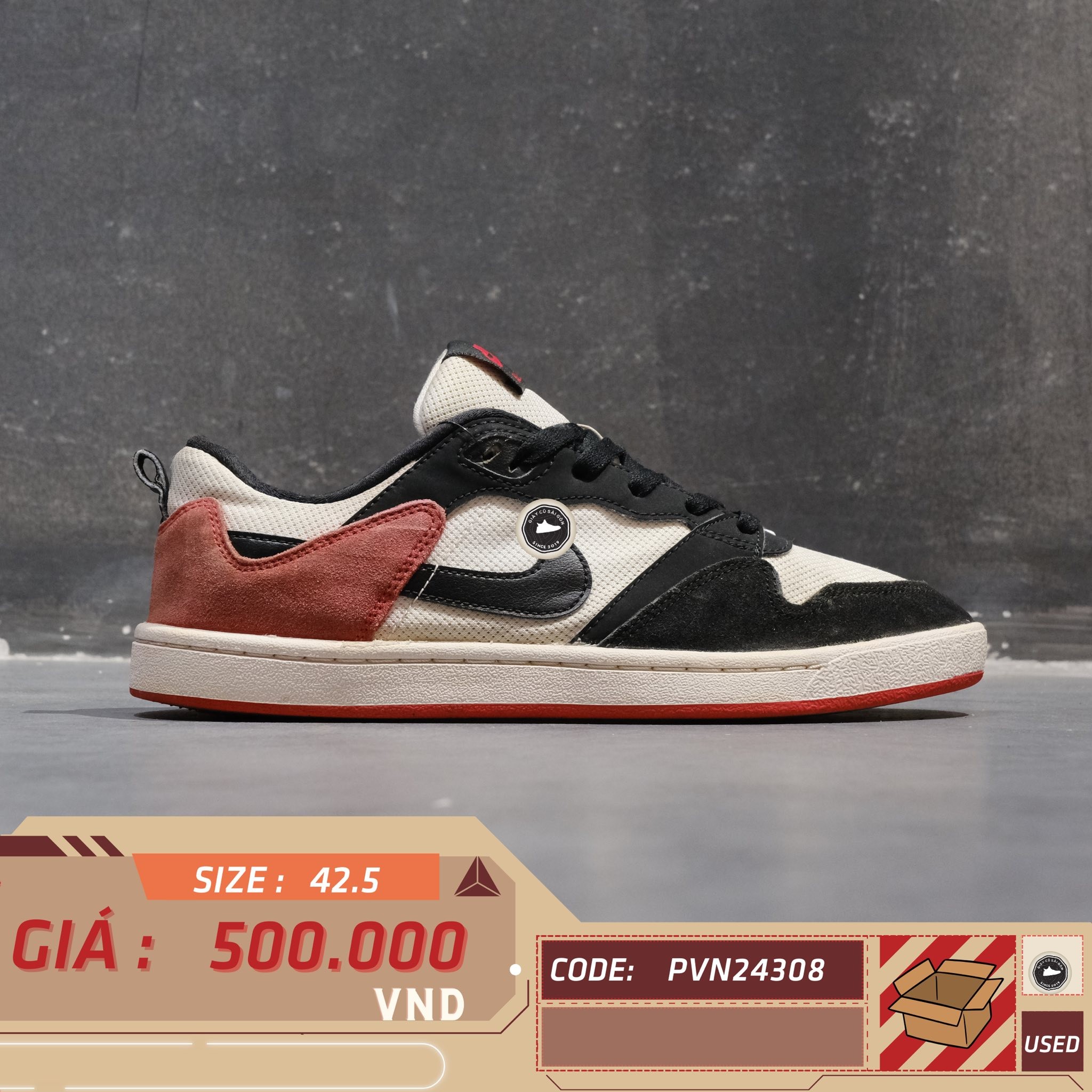 Nike SB Alleyoop "Black Toe" - CJ0882 102 - Size 42.5 - GIÀY 2HAND CHÍNH HÃNG PVN24308