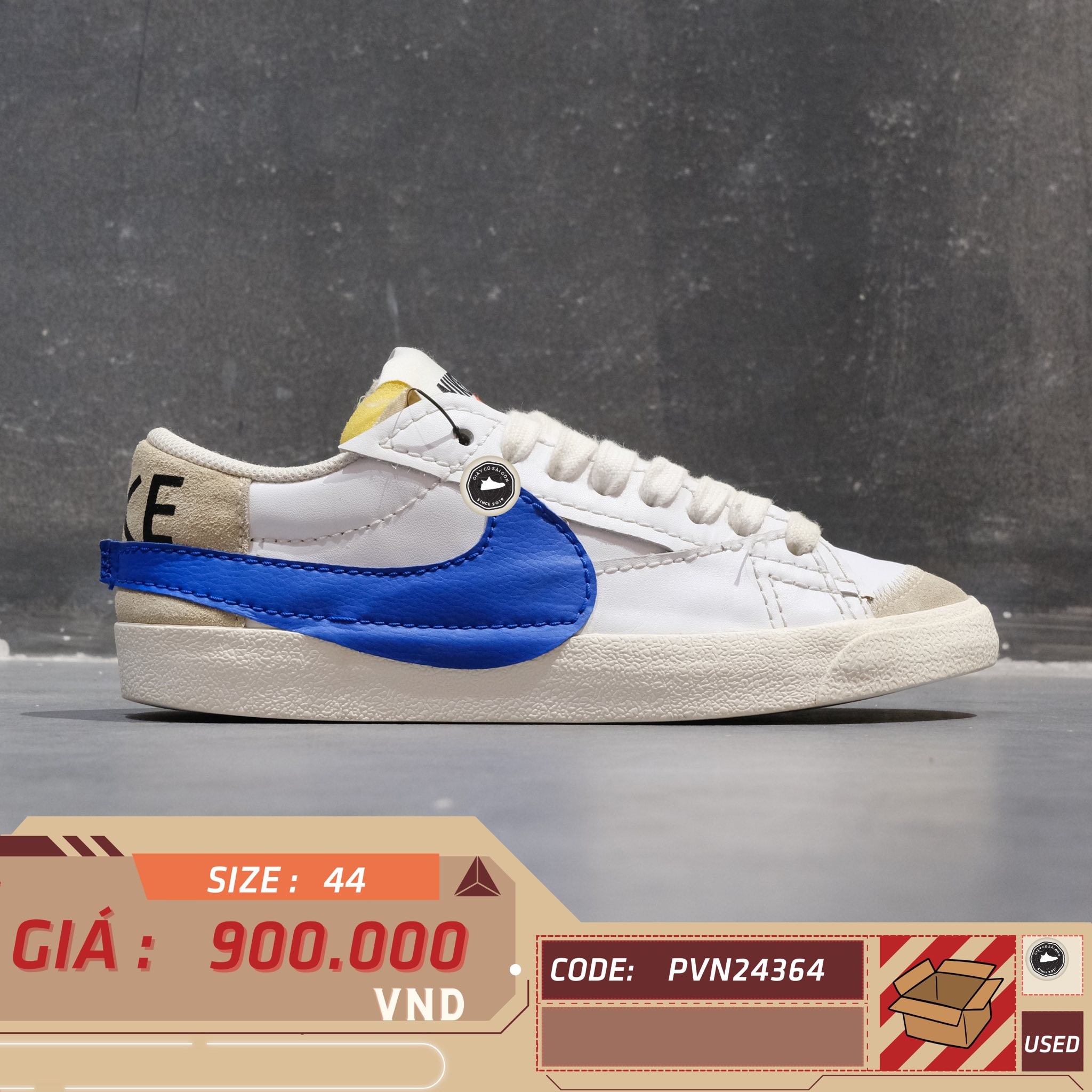 Nike Blazer Low '77 Jumbo White Old Royal - DQ8768 100 - Size 44 - GIÀY 2HAND CHÍNH HÃNG PVN24364
