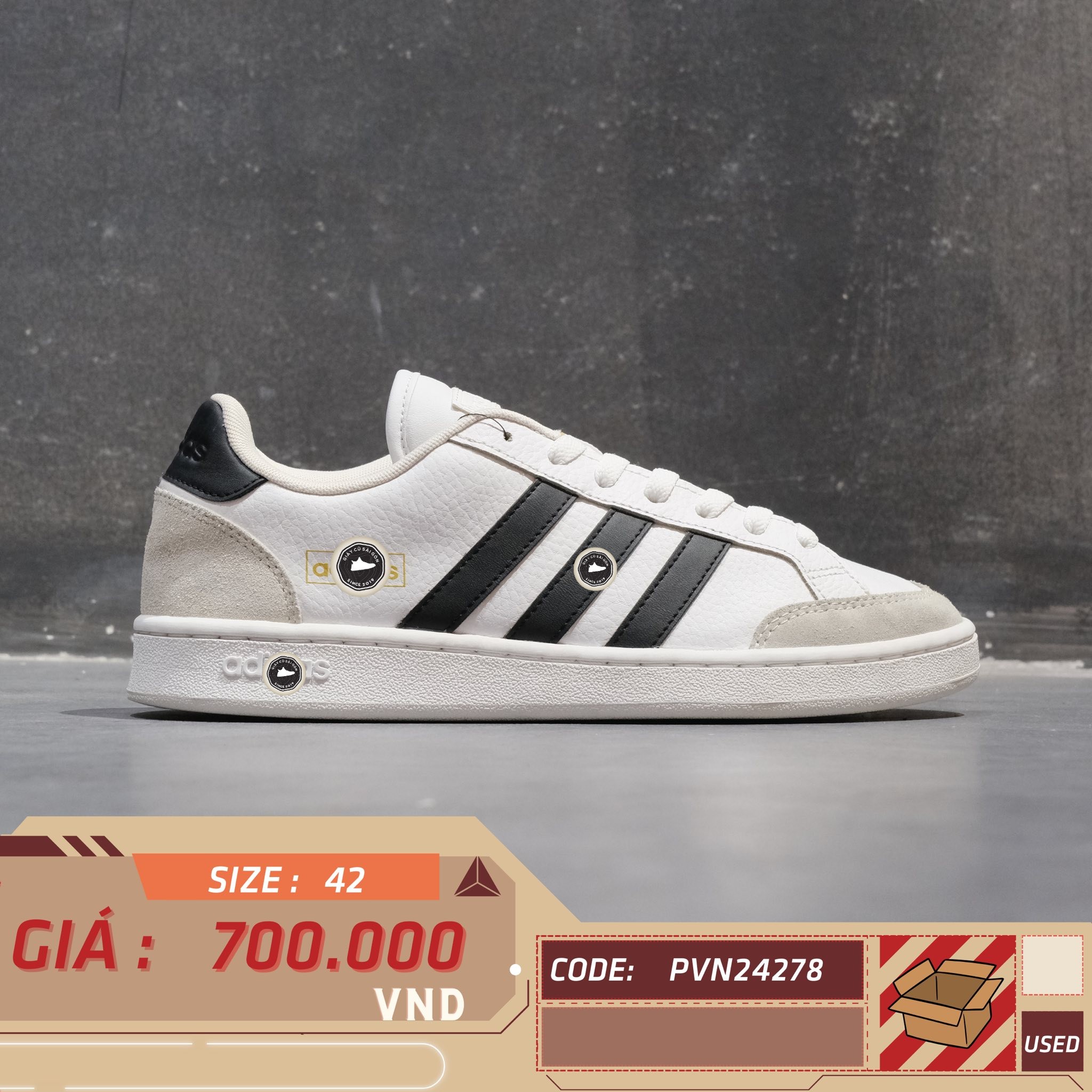 Adidas Grand Court SE Cloud White - FW3277 - Size 42 - GIÀY 2HAND CHÍNH HÃNG PVN24278