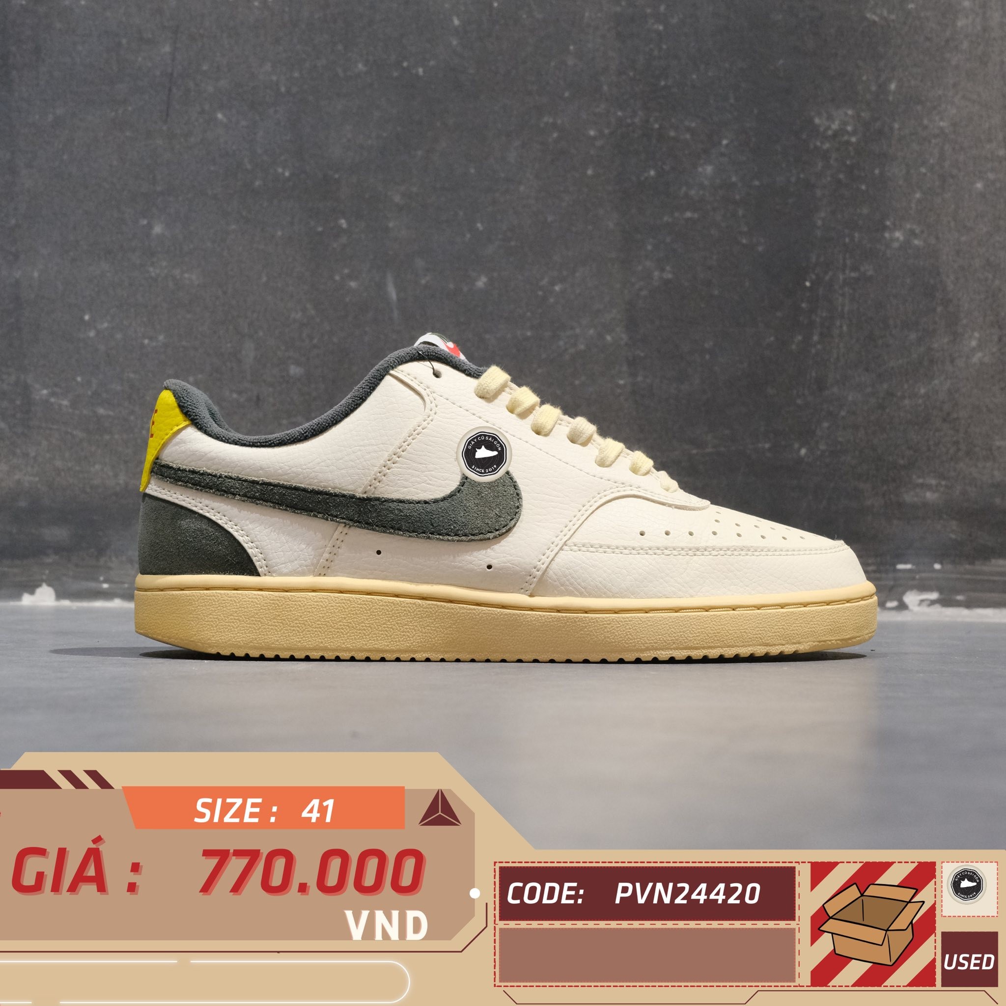 Nike Court Vision Low Sail Pro Green - FD0320 133 - Size 41 - GIÀY 2HAND CHÍNH HÃNG PVN24420