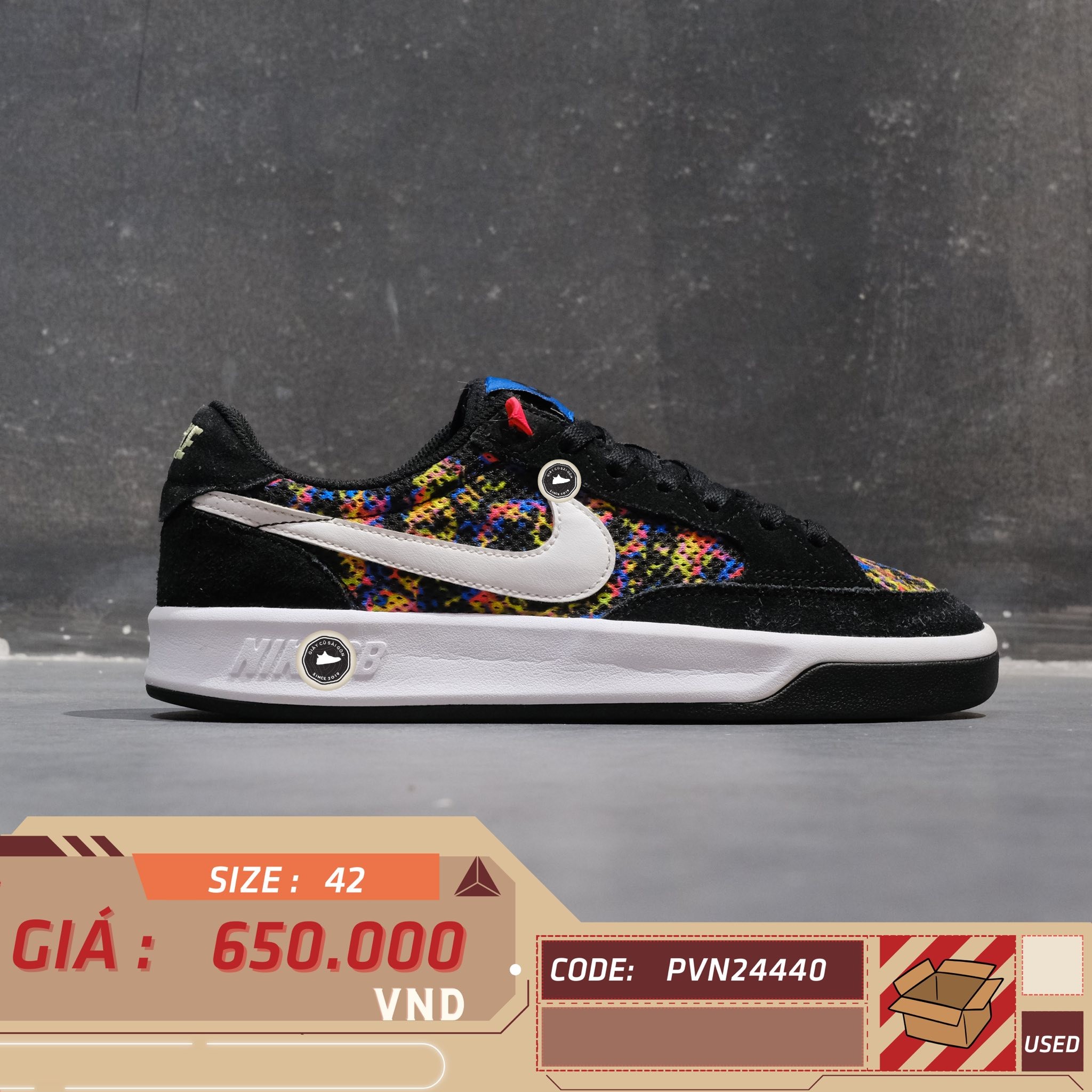 Nike SB Adversary Premium Black White - CT3632 001 - Size 42 - GIÀY 2HAND CHÍNH HÃNG PVN24440