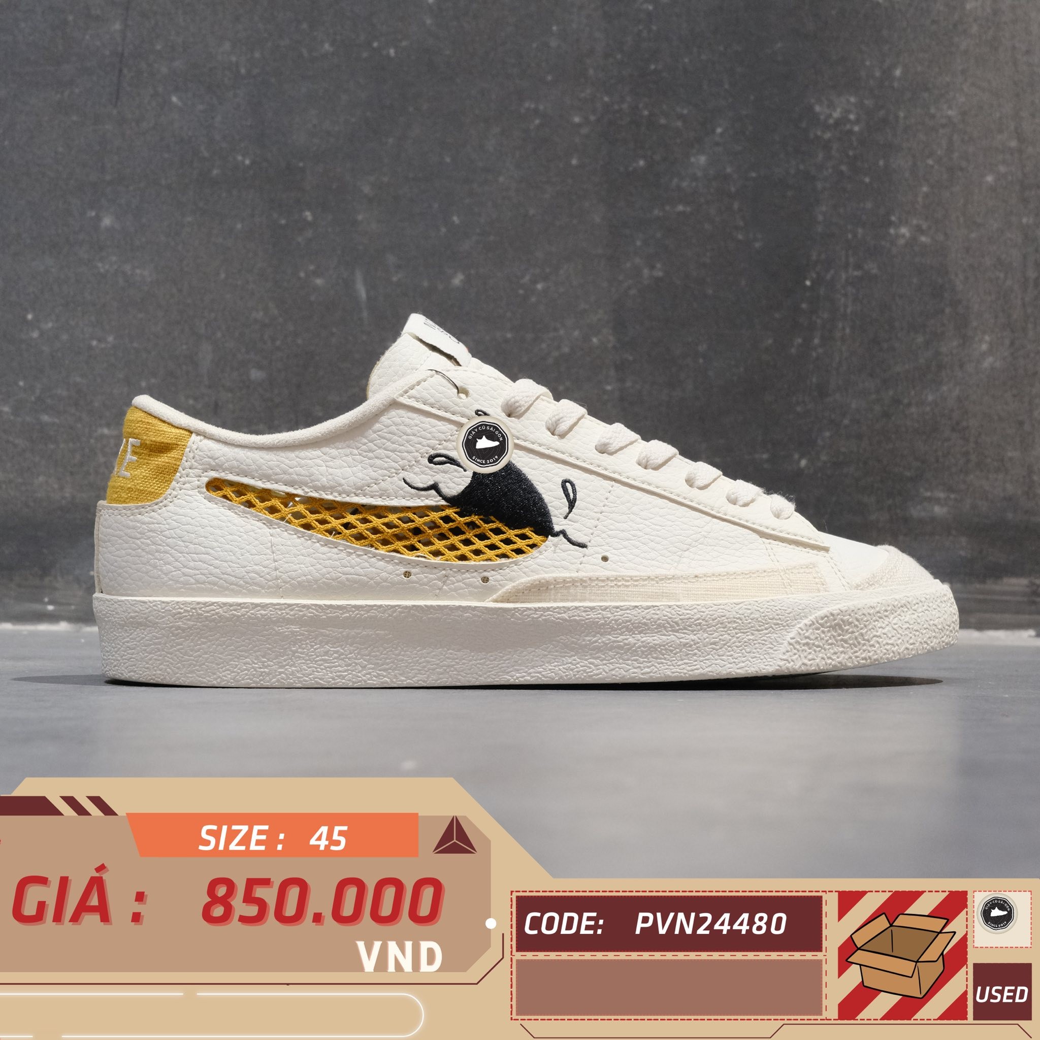 Nike Blazer Low '77 SE Next Nature 'Sun Club' - DM0210 100 - Size 45 - GIÀY 2HAND CHÍNH HÃNG PVN24480