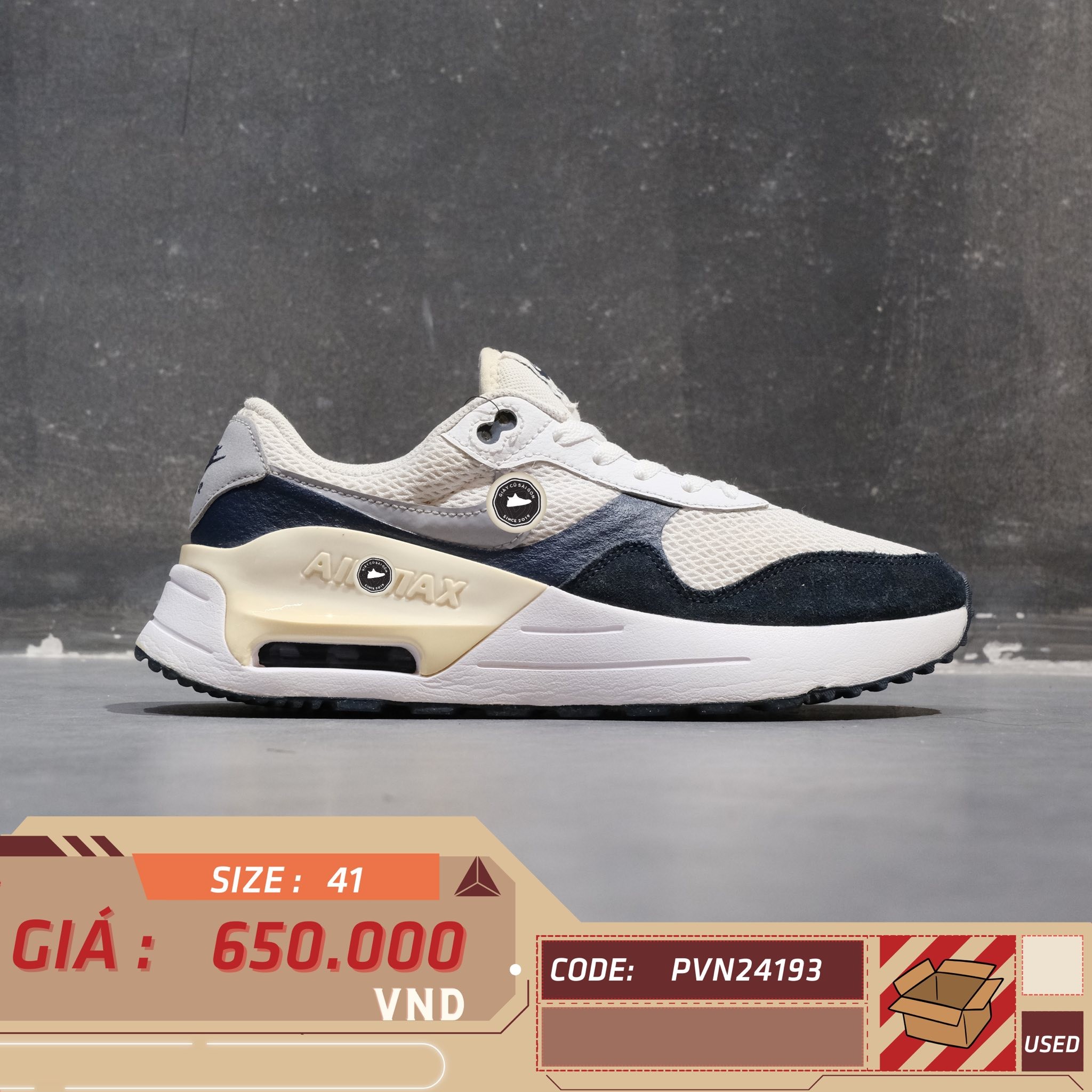 Nike Air Max SYSTM White Obsidian - DM9537 102 - Size 41 - GIÀY 2HAND CHÍNH HÃNG PVN24193