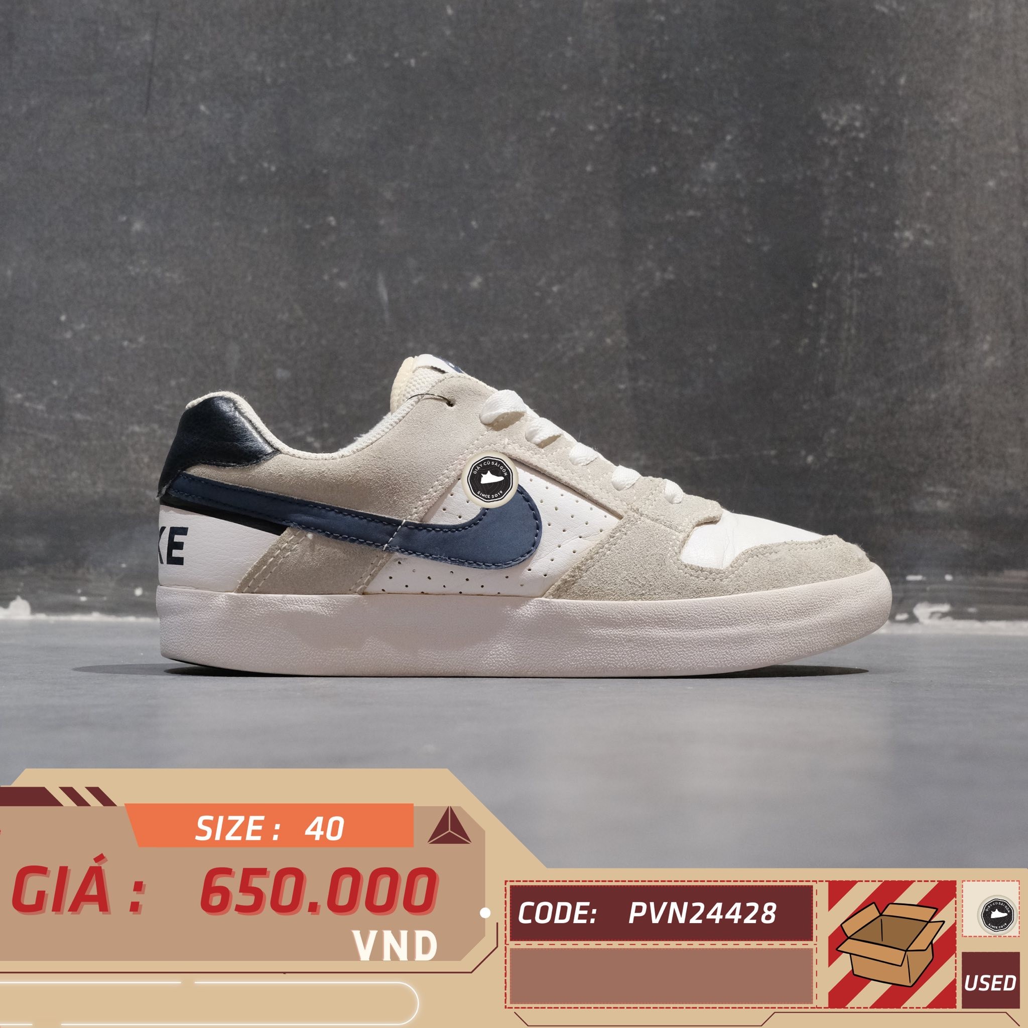 Nike Delta Force Vulc SB White Thunder Blue - 942237 100 - Size 40 - GIÀY 2HAND CHÍNH HÃNG PVN24428