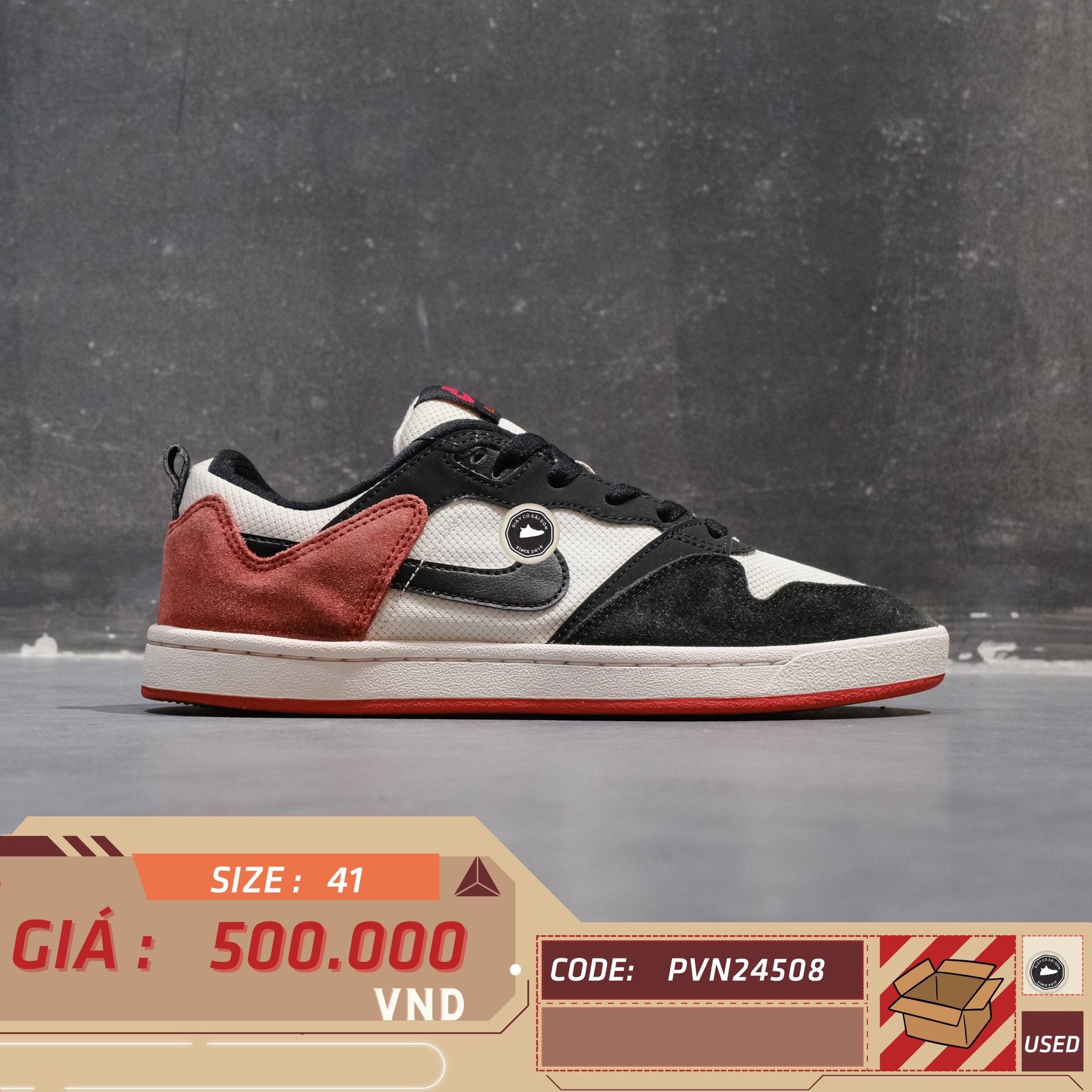 Nike SB Alleyoop "Black Toe" - CJ0882 102 - Size 41 - GIÀY 2HAND CHÍNH HÃNG PVN24508