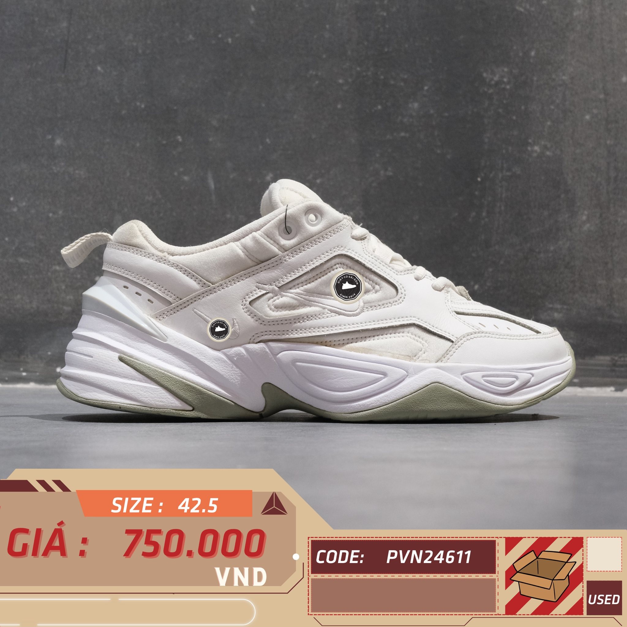 Nike M2K Tekno White Pure Platinum - AV4789 101 - Size 42.5 - GIÀY 2HAND CHÍNH HÃNG PVN24611