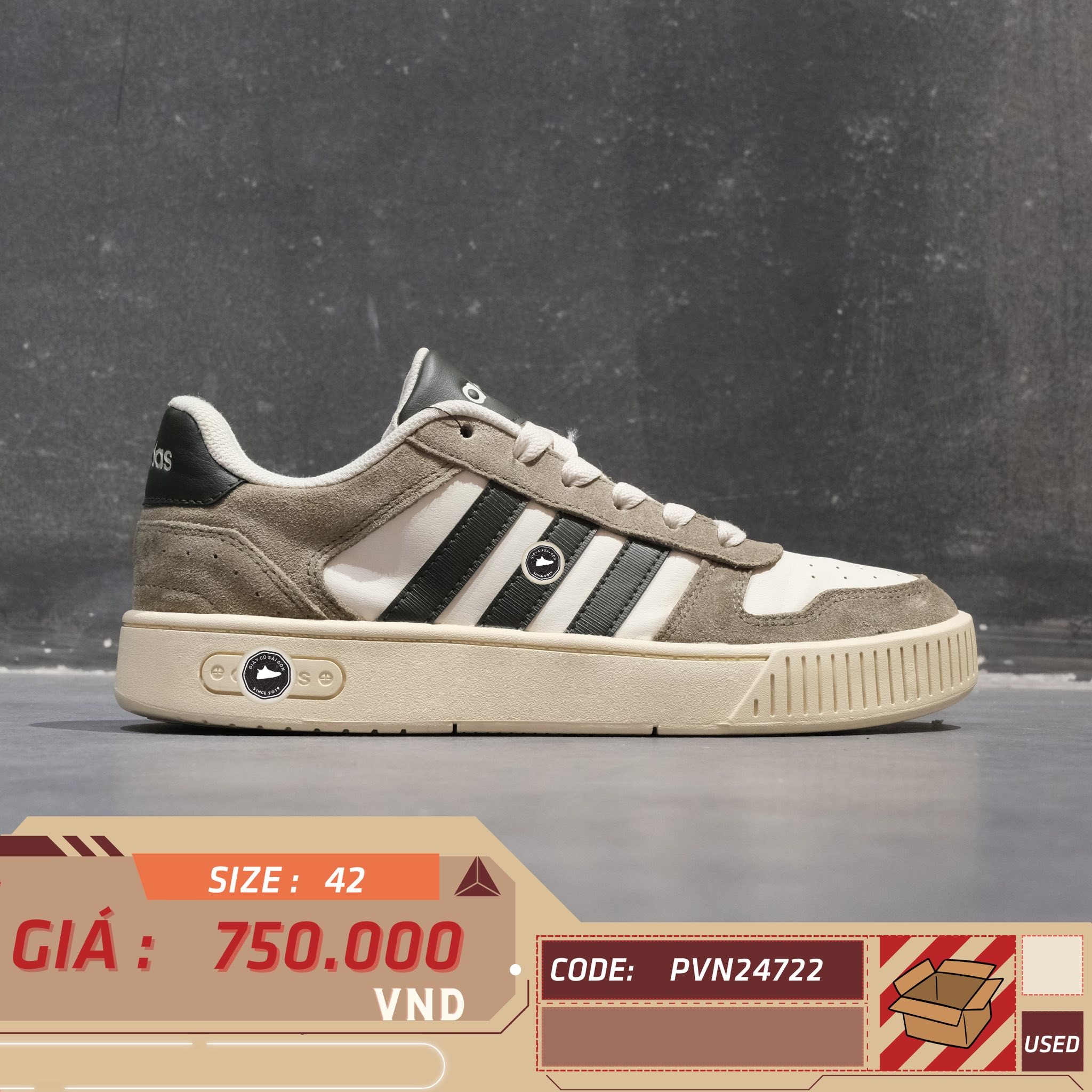 Adidas D-Pad Classic Grey Dark Green - JI2548 - Size 42 - GIÀY 2HAND CHÍNH HÃNG PVN24722