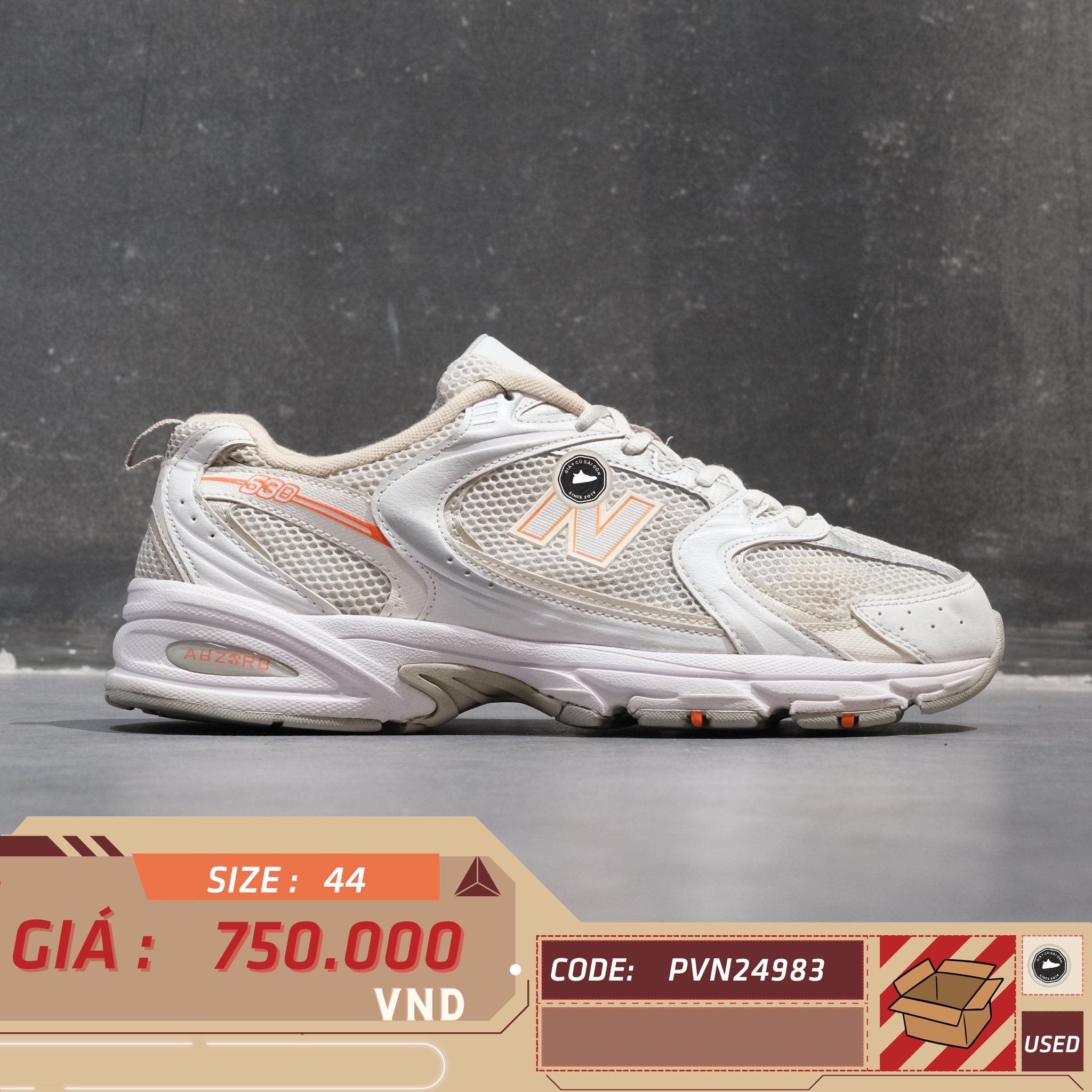 New Balance 530 White Silver Retro Orange - MR530AC - Size 44 - GIÀY 2HAND CHÍNH HÃNG PVN24983
