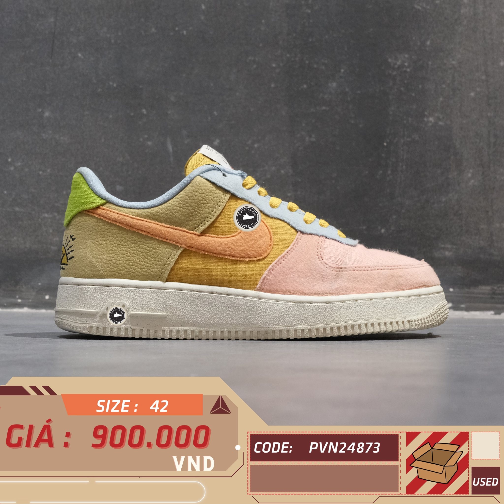 Nike Air Force 1 Low '07 LV8 Sun Club - DQ4531 700 - Size 42 - GIÀY 2HAND CHÍNH HÃNG PVN24873
