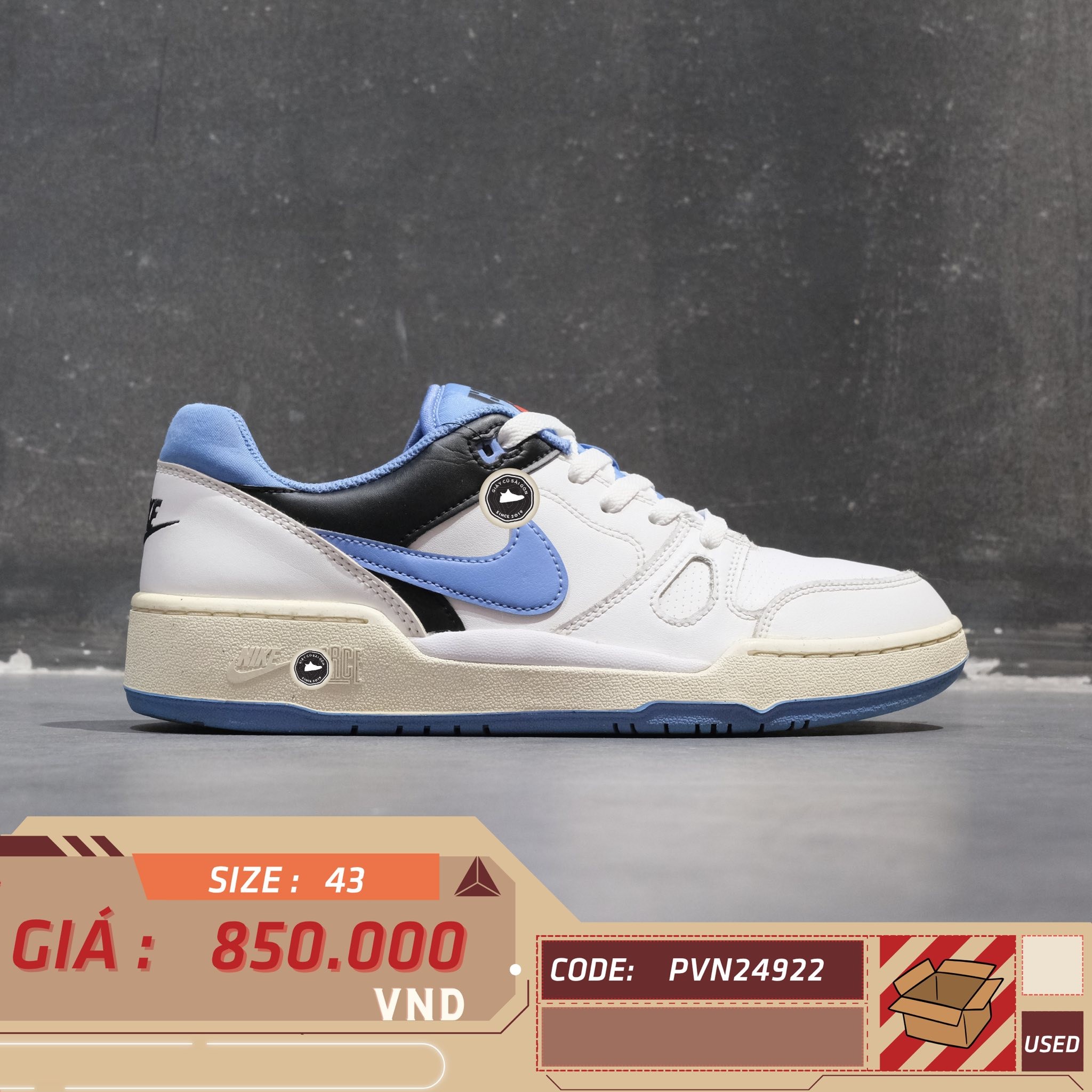 Nike Full Force Low White Black Polar - FB1362 100 - Size 43 - GIÀY 2HAND CHÍNH HÃNG PVN24922