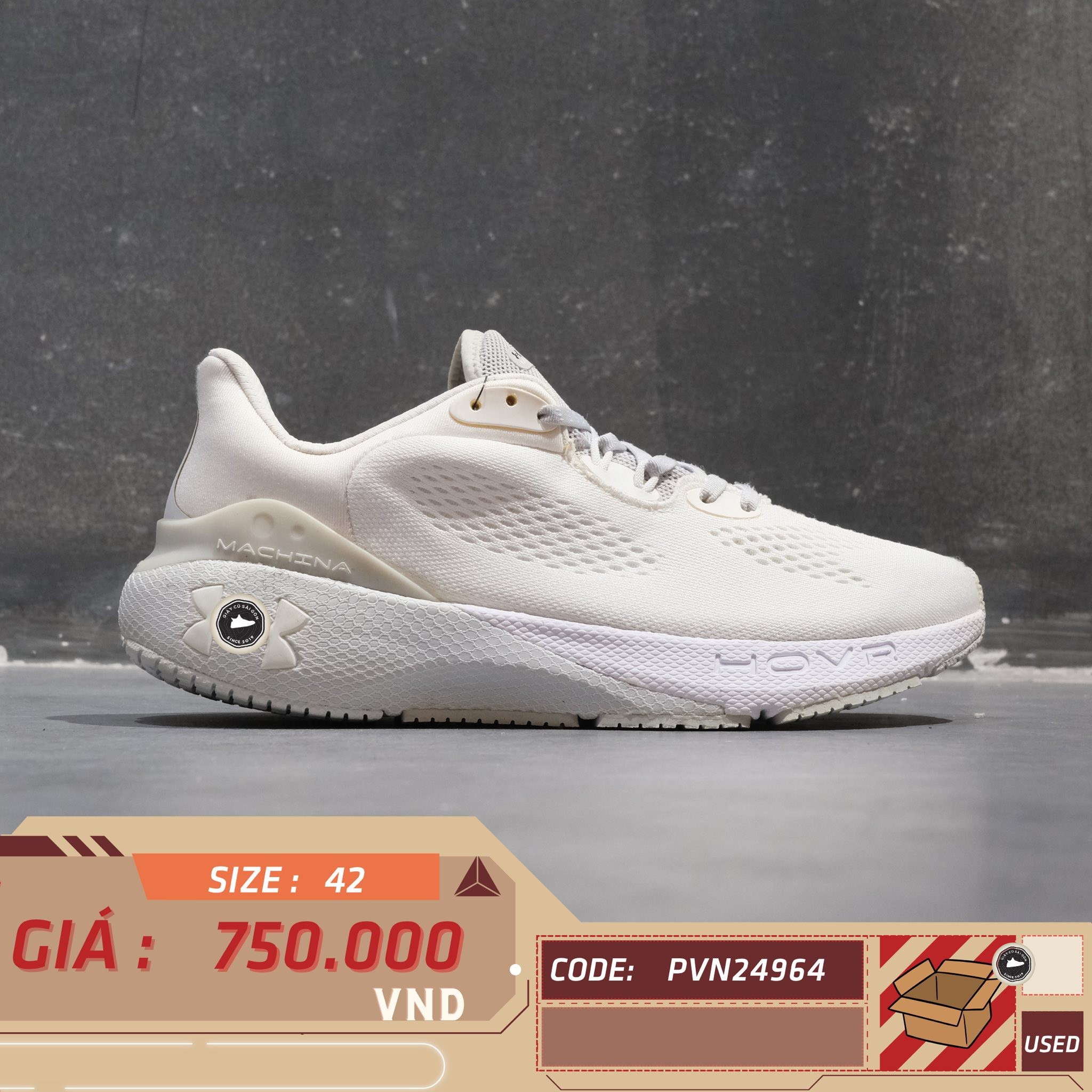 Under Armour HOVR Machina 3 - 3025650 100 - Size 42 - GIÀY 2HAND CHÍNH HÃNG PVN24964