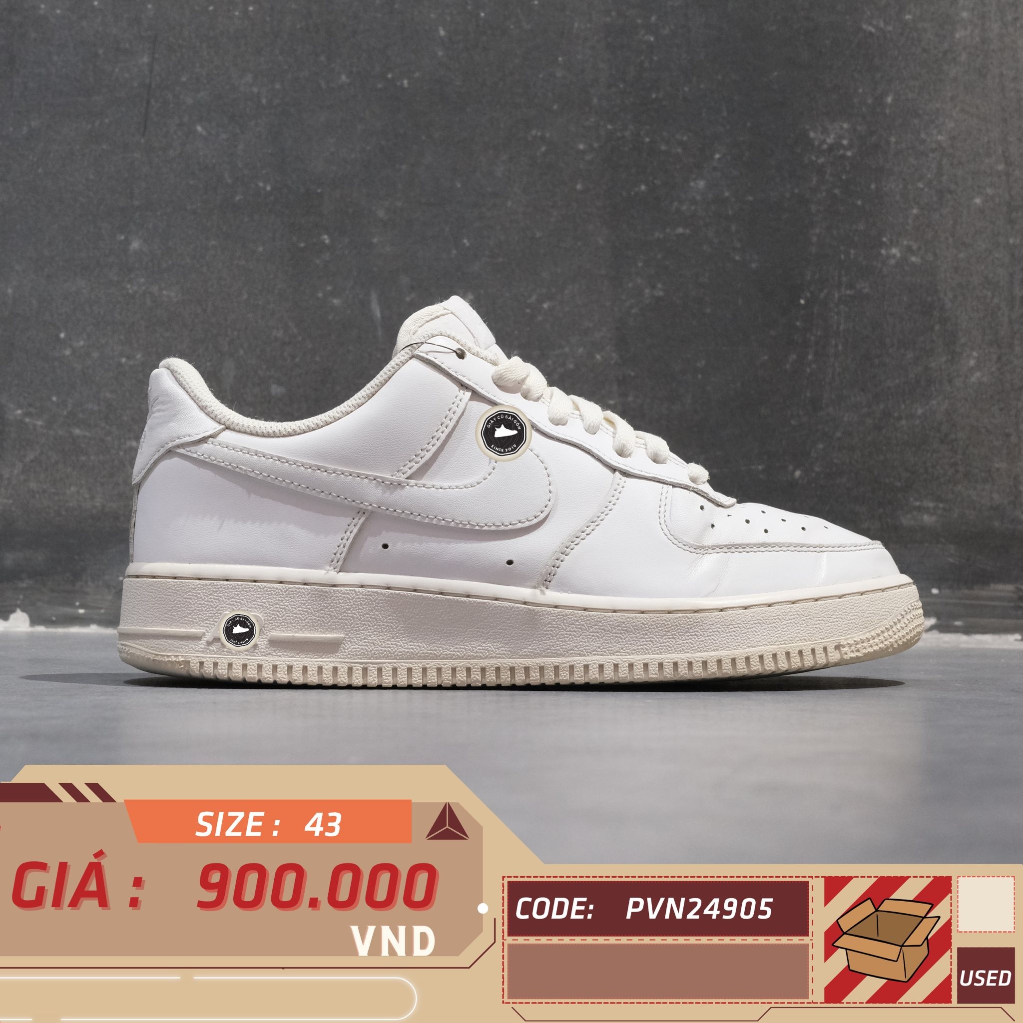 Nike Air Force 1 '07 Low White - CW2288 111 - Size 43 - GIÀY 2HAND CHÍNH HÃNG PVN24905