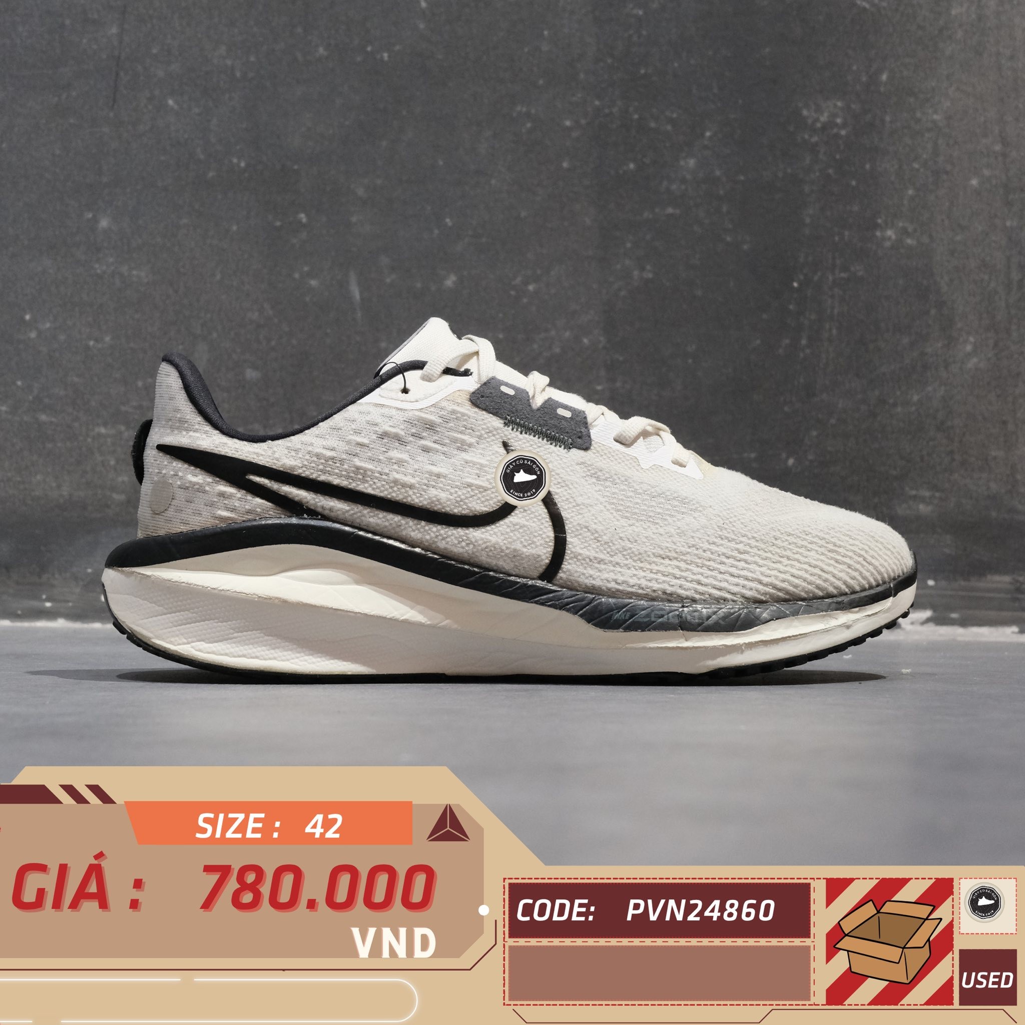 Nike Air Zoom Vomero 17 White Pure Platinum Black - FB1309 104 - Size 42 - GIÀY 2HAND CHÍNH HÃNG PVN24860