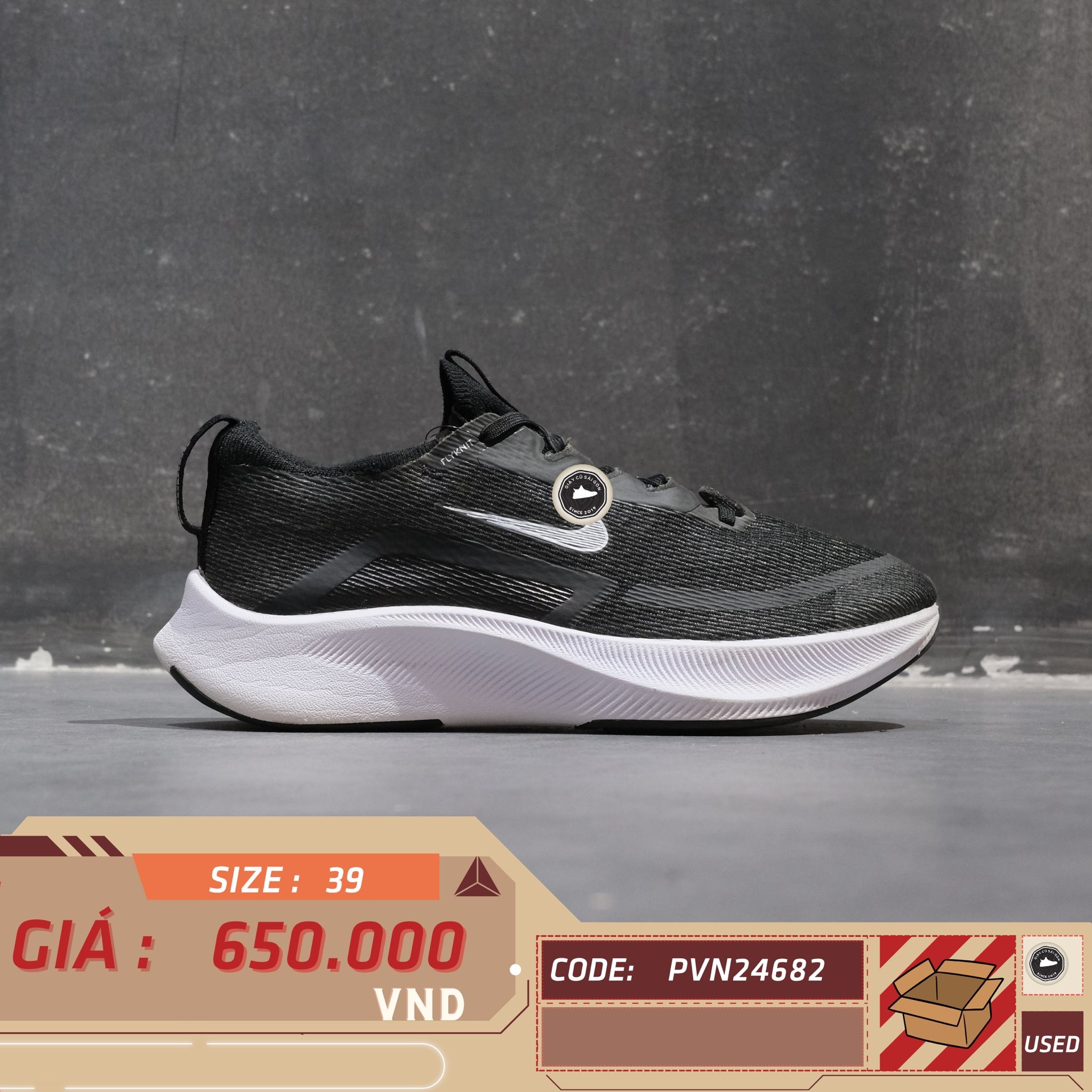 Nike Zoom Fly 4 Black White - CT2401 001 - Size 39 - GIÀY 2HAND CHÍNH HÃNG PVN24682