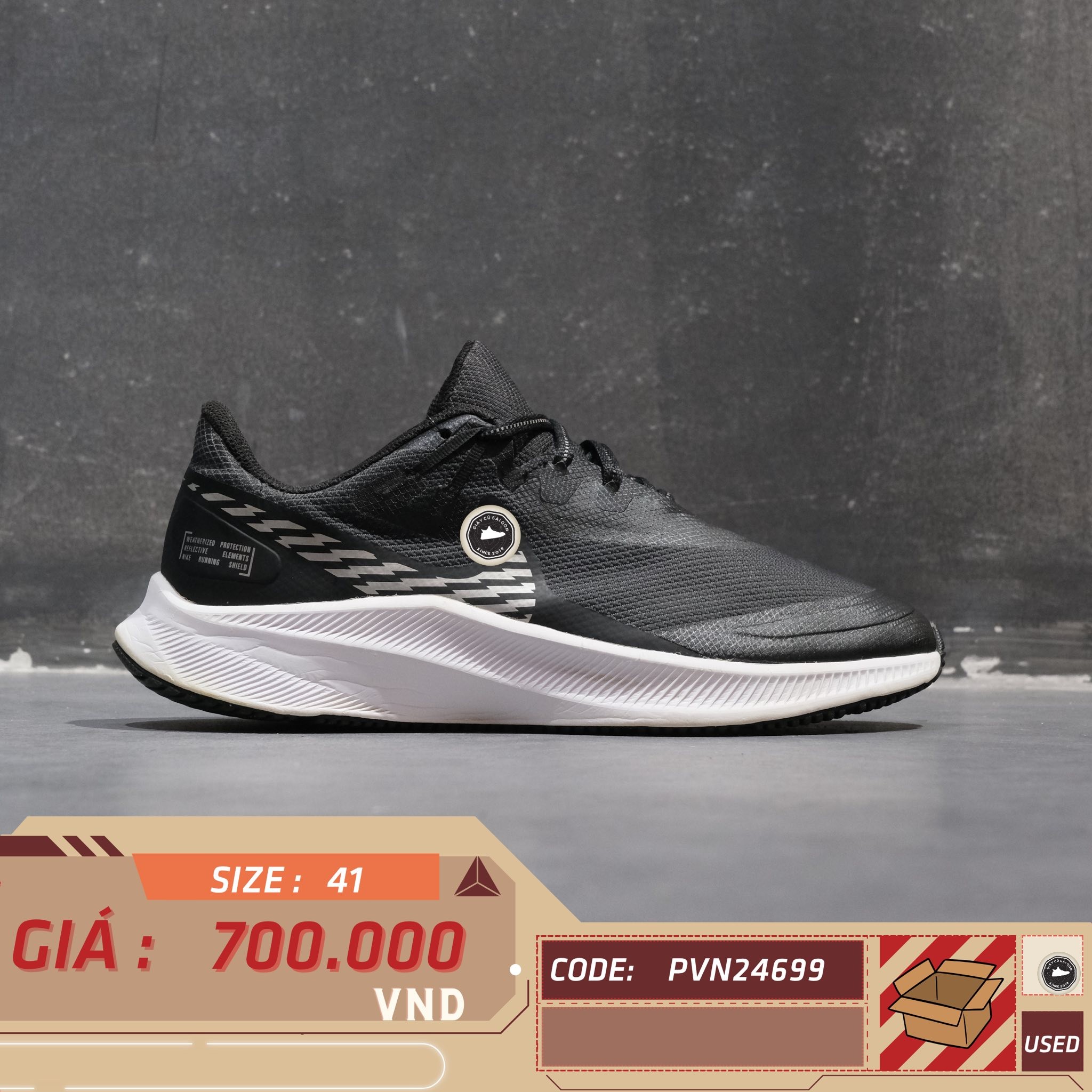 Nike Quest 3 Shield - CQ8894 001 - Size 41 - GIÀY 2HAND CHÍNH HÃNG PVN24699