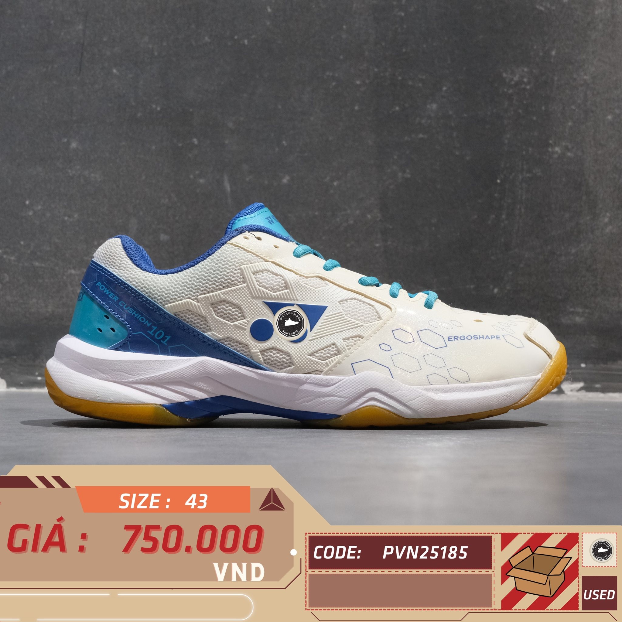 Giày Cầu Lông Yonex Power Cushion 101CR - SHB101CR TRẮNG XANH - Size 43 - GIÀY 2HAND CHÍNH HÃNG PVN25185